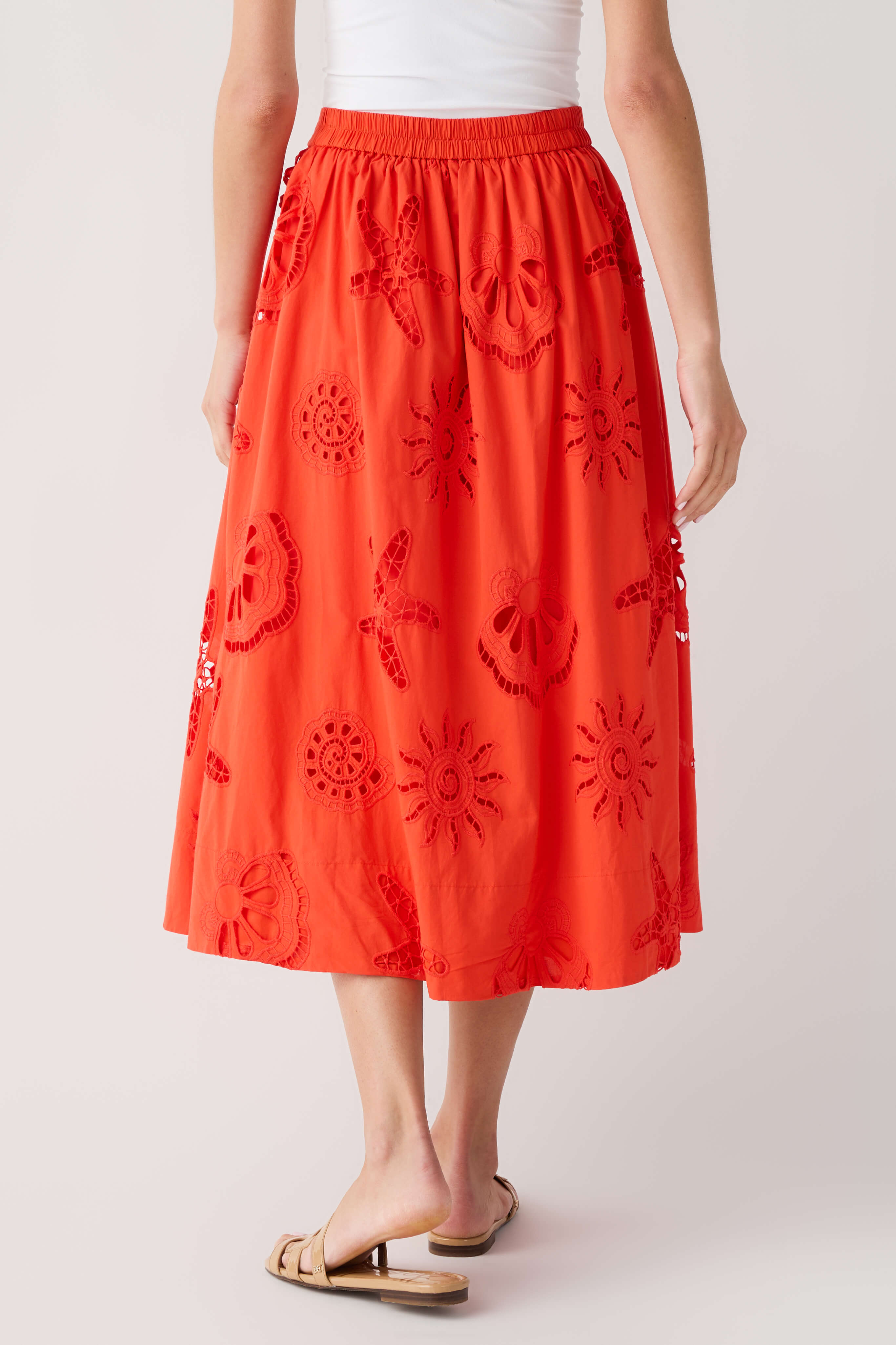 Skies Are Blue Summer Eyelet Midi Skirt