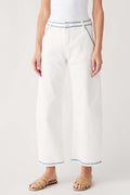 Risen Margot Embroidered Cropped Barrel Jeans