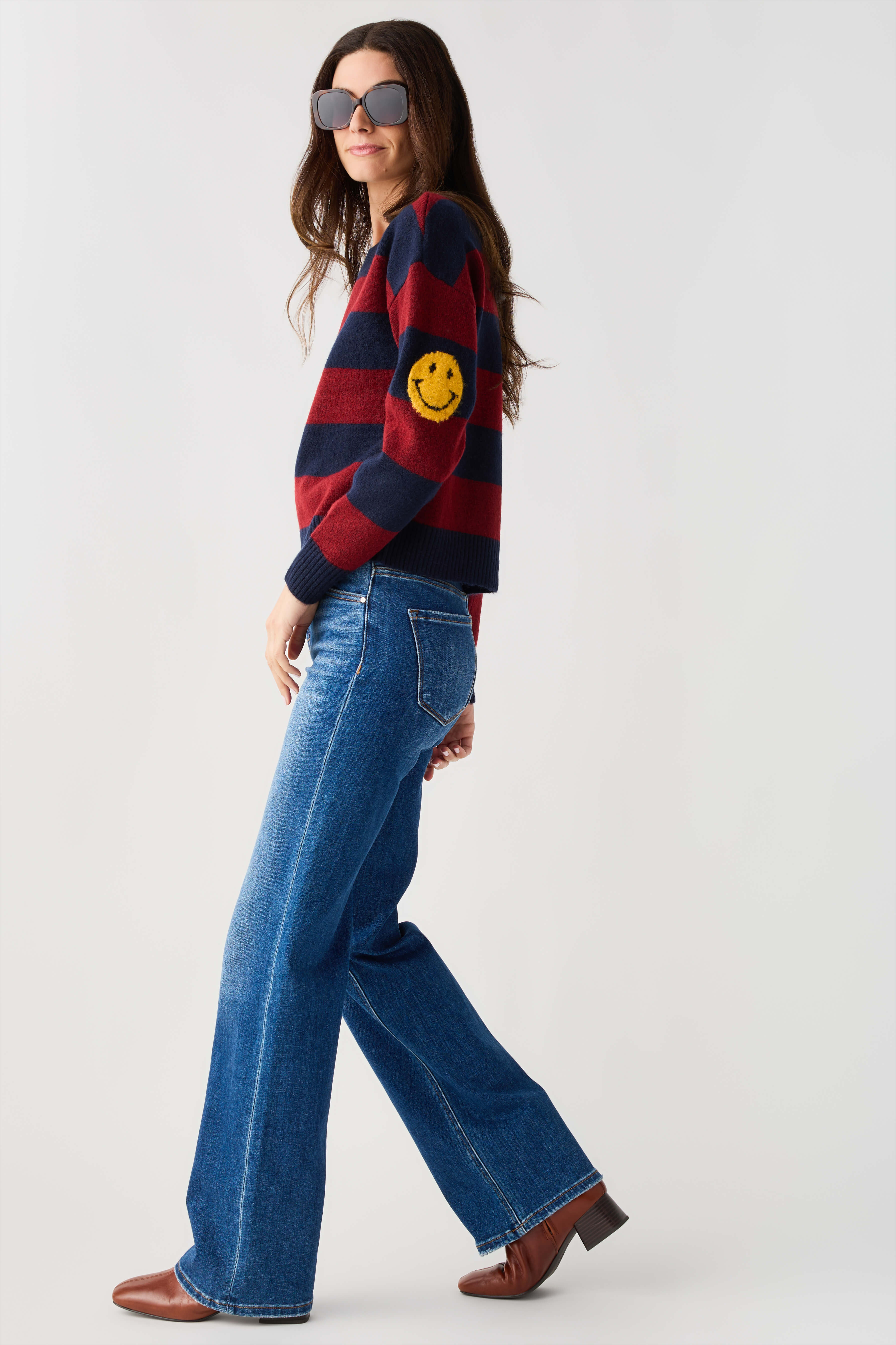 By Together Striped Smiley Face Sweater