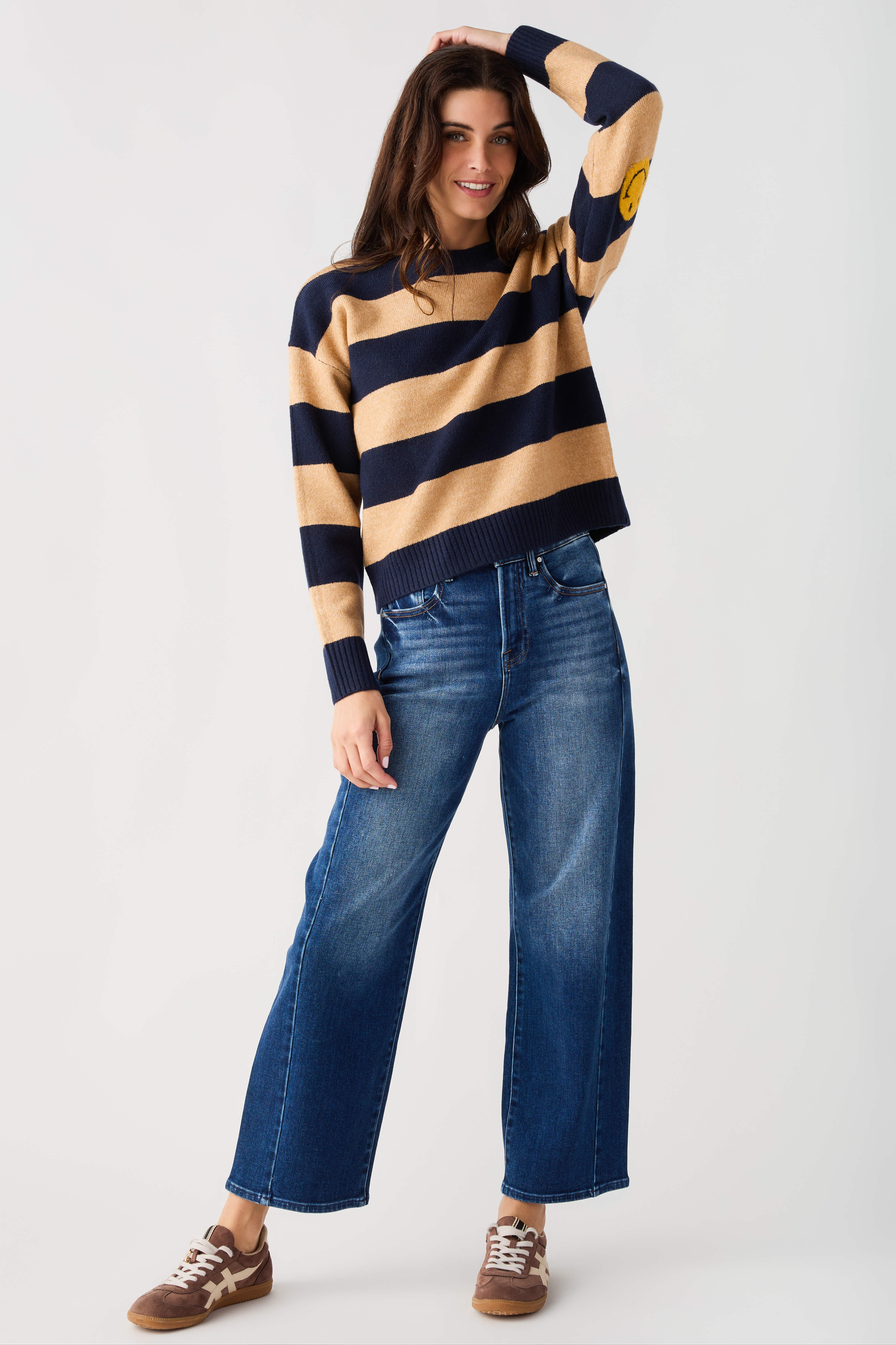 By Together Striped Smiley Face Sweater
