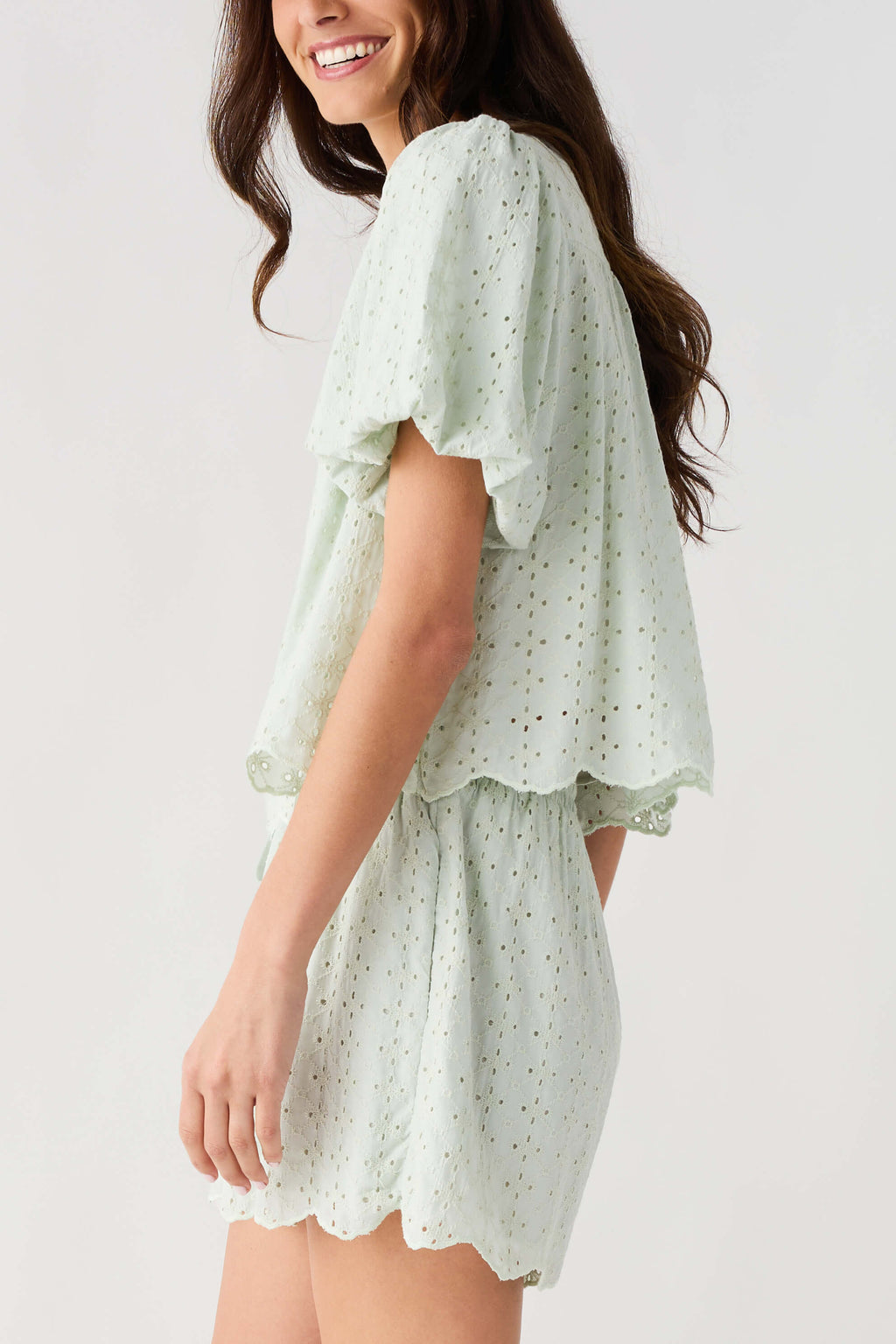 Mable Eyelet Lace Top & Shorts Set