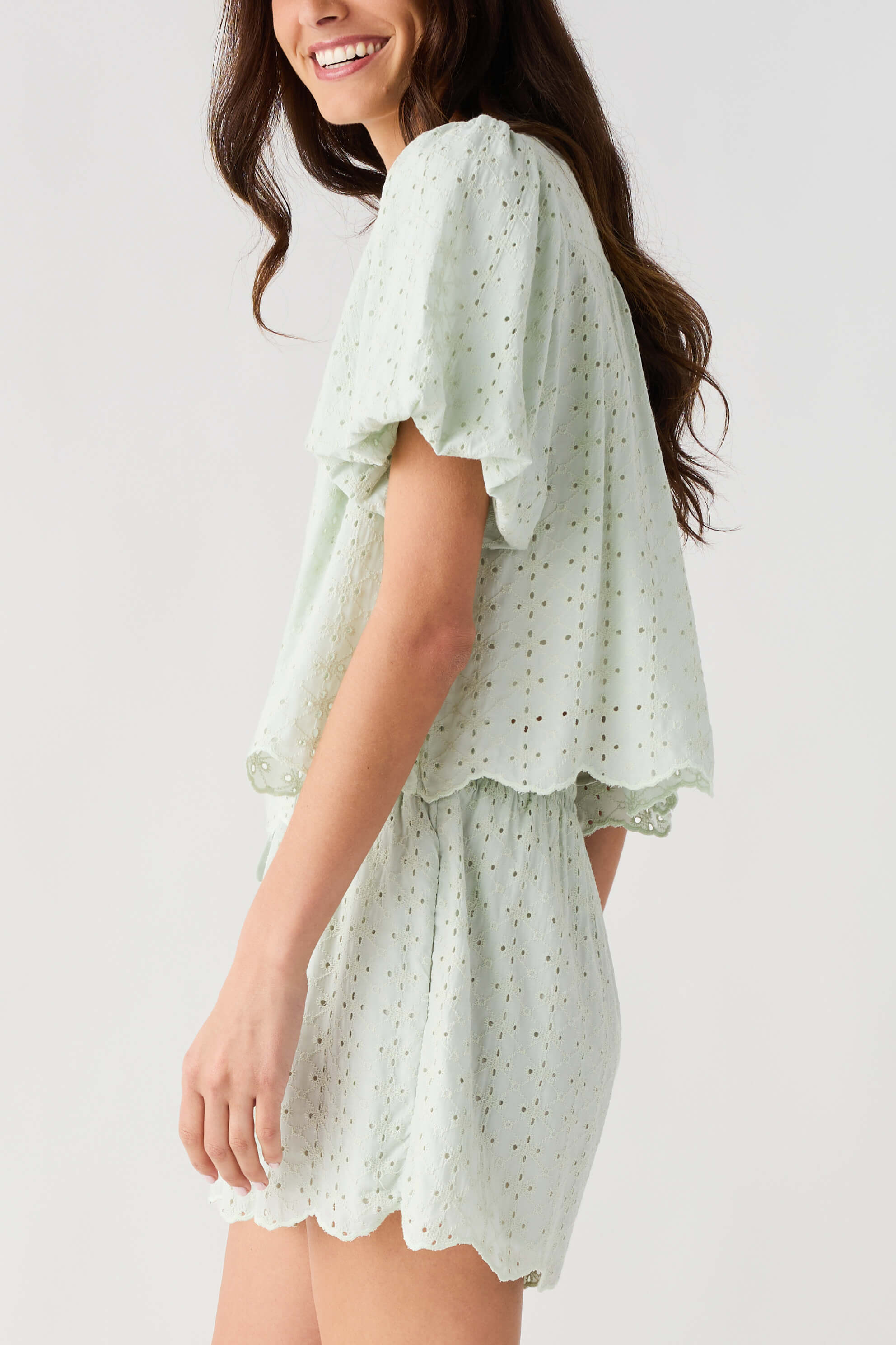 Mable Eyelet Lace Top & Shorts Set