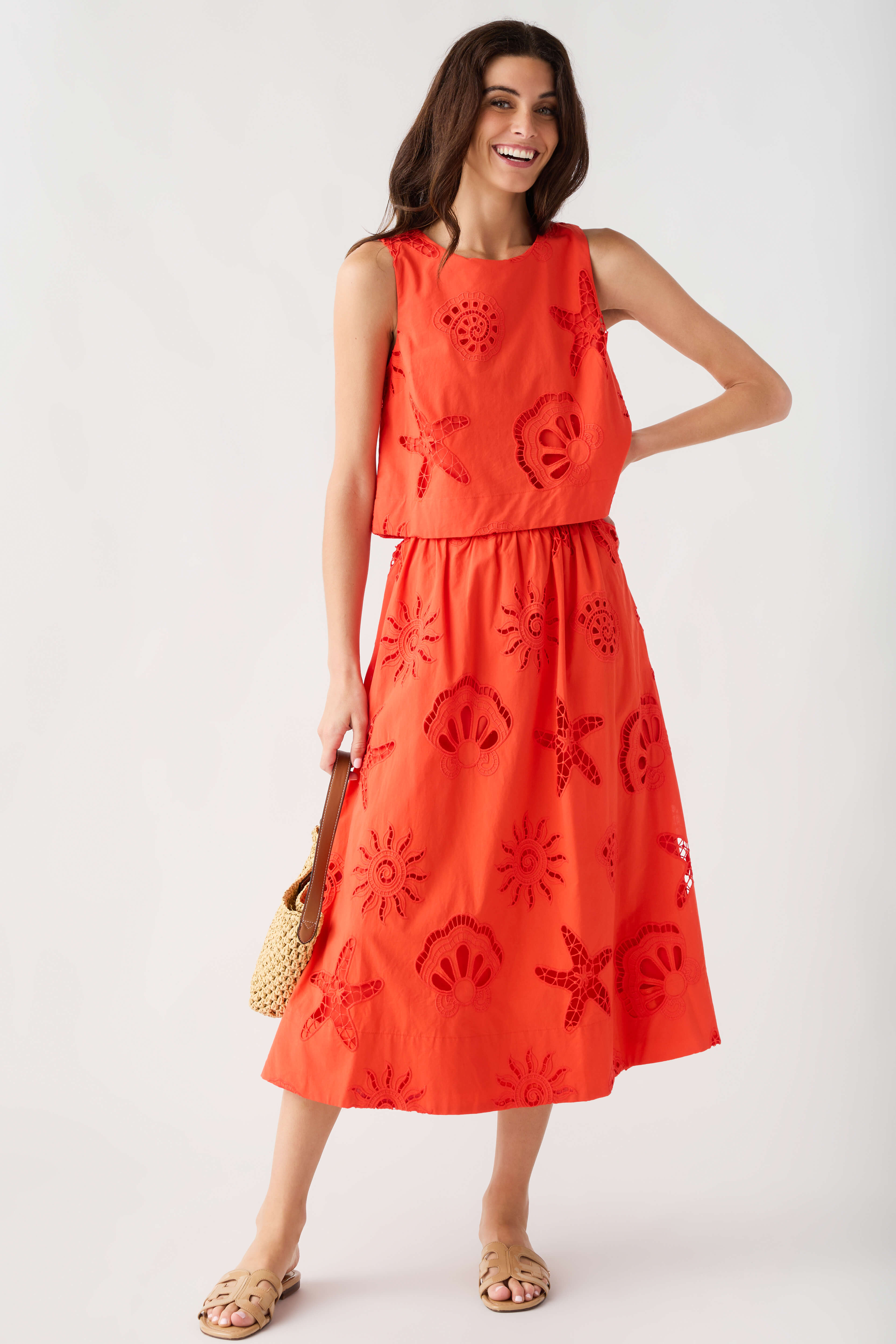 Skies Are Blue Summer Eyelet Midi Skirt
