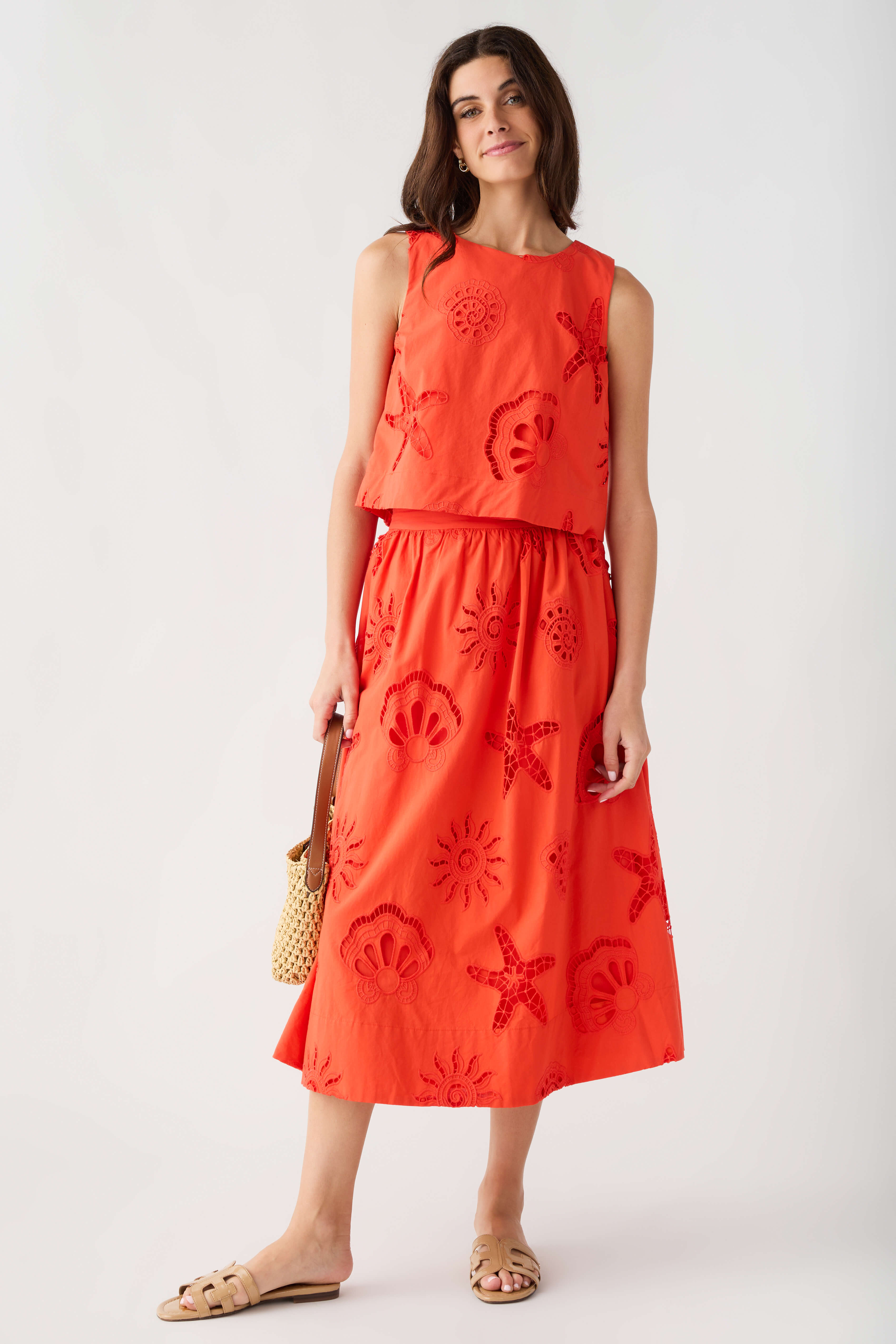 Skies Are Blue Summer Eyelet Midi Skirt