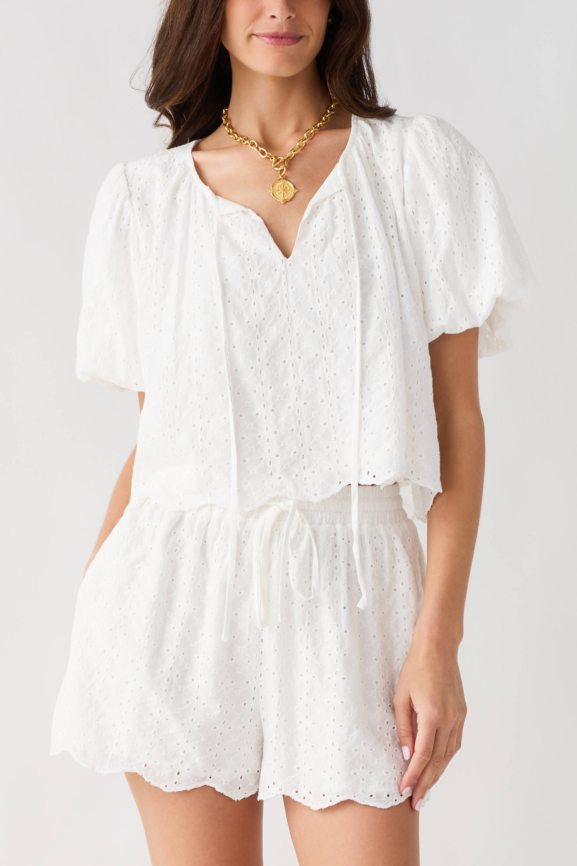 Mable Eyelet Lace Top & Shorts Set