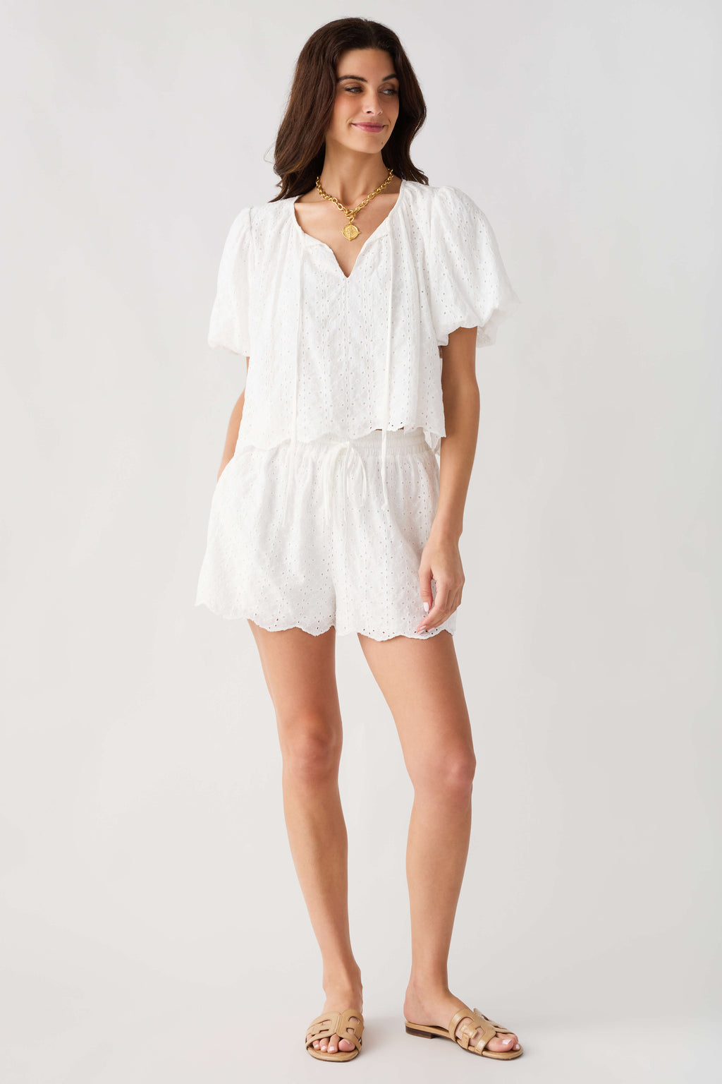 Mable Eyelet Lace Top & Shorts Set