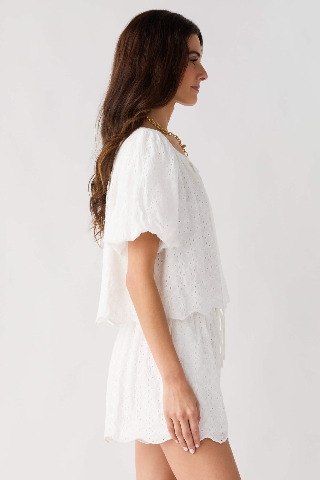 Mable Eyelet Lace Top & Shorts Set