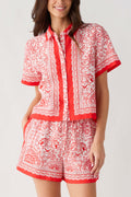 Skies Are Blue Border Print Short Set