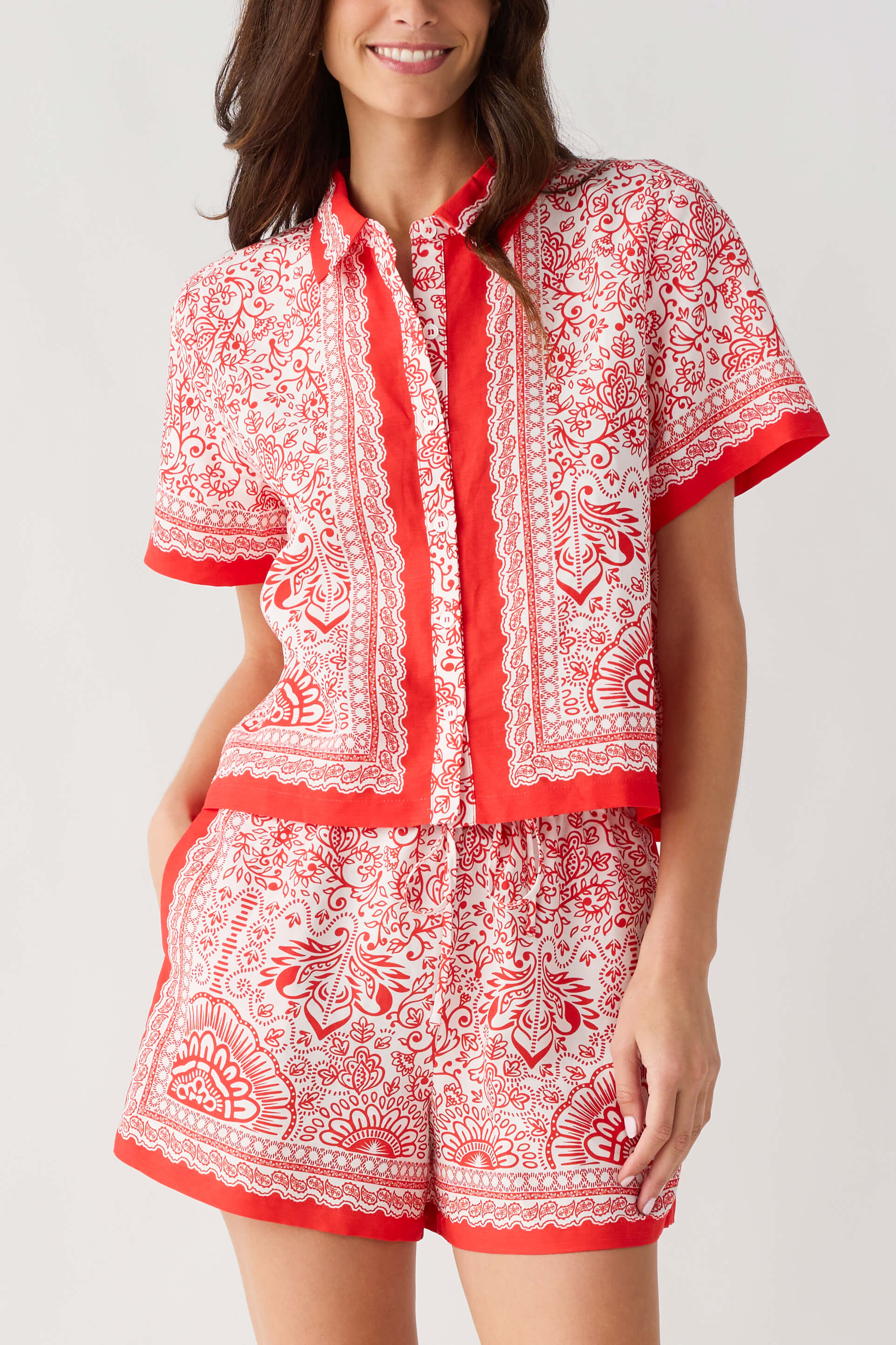 Skies Are Blue Border Print Short Set