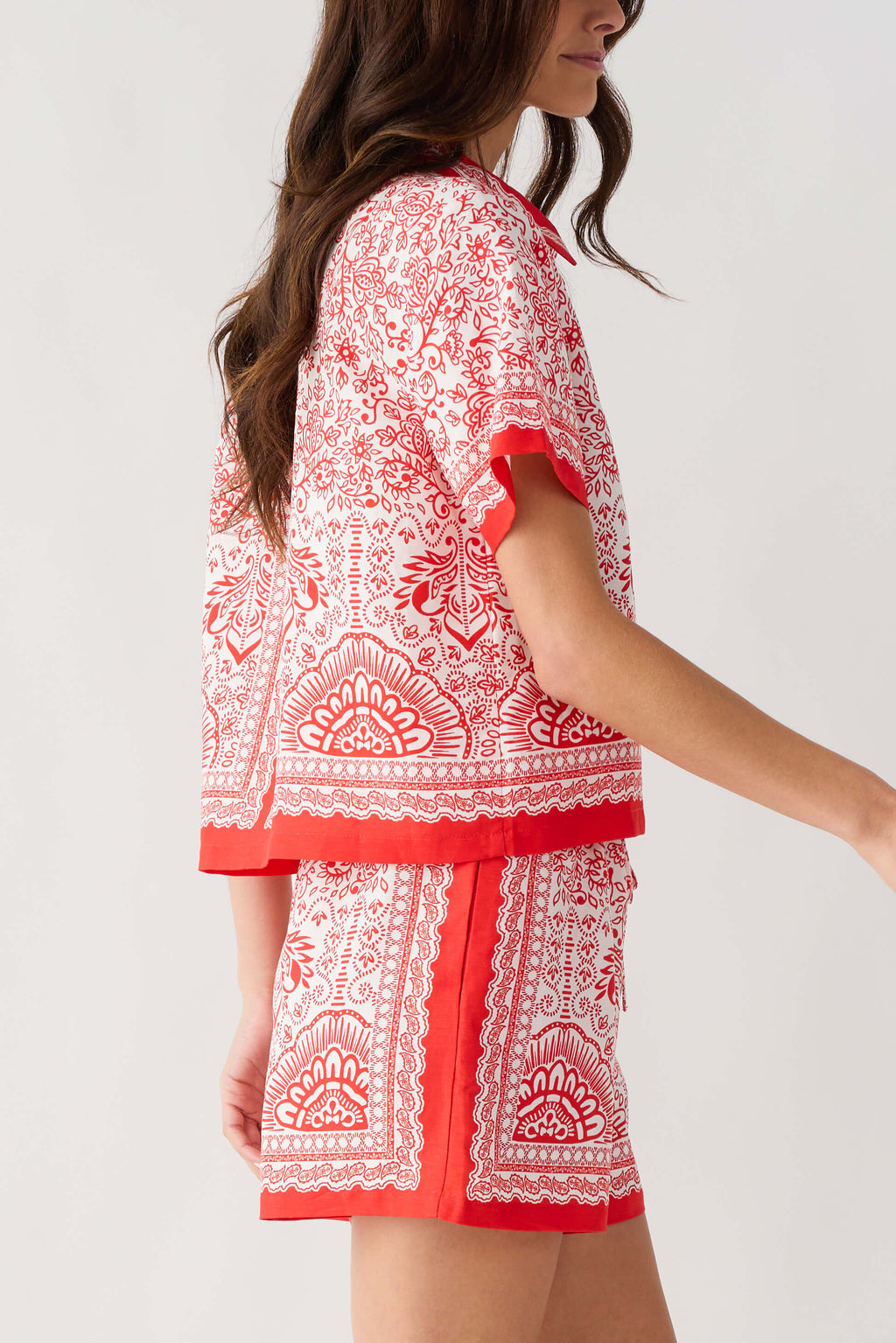 Skies Are Blue Border Print Short Set