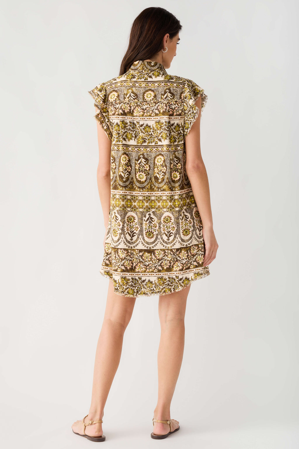 Olivaceous Printed Button Up Dress