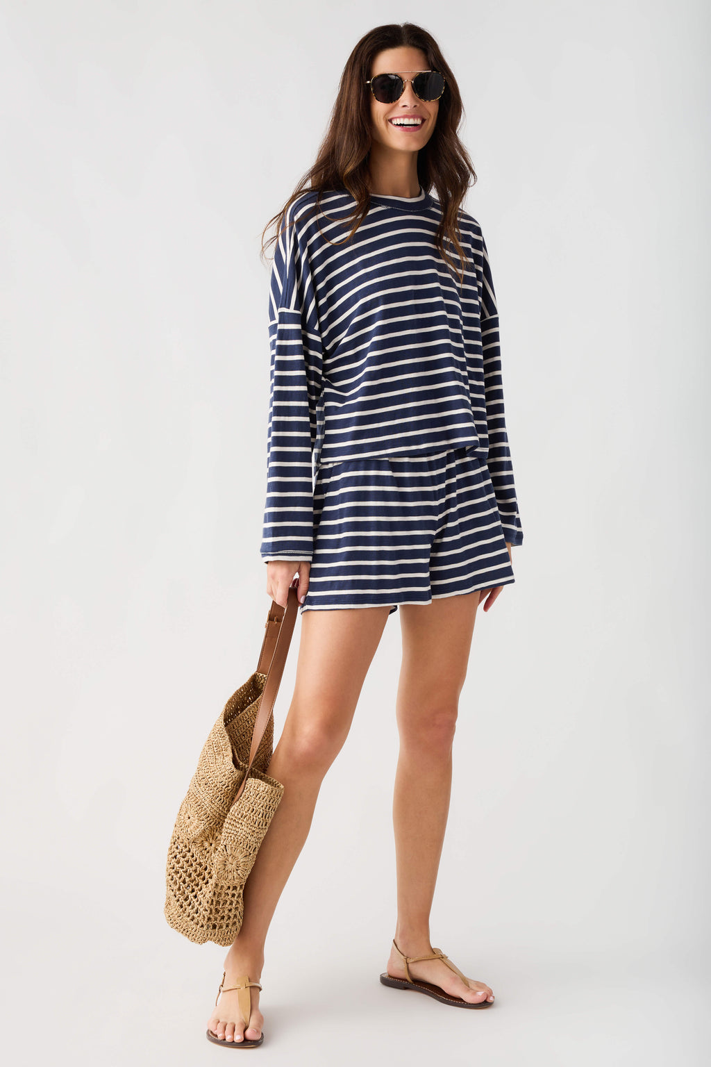 By Together Stay In Striped Short Set