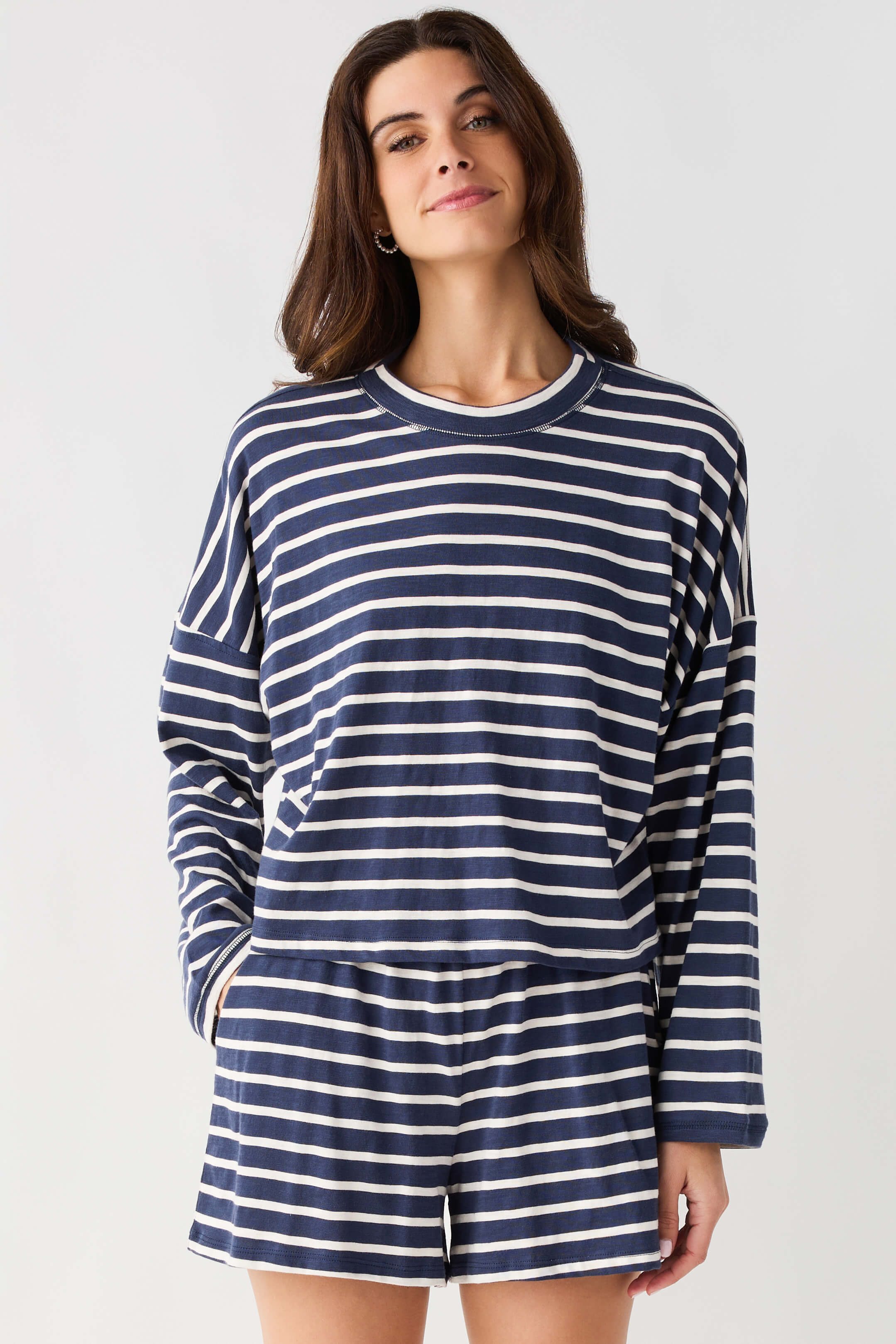 By Together Stay In Striped Short Set