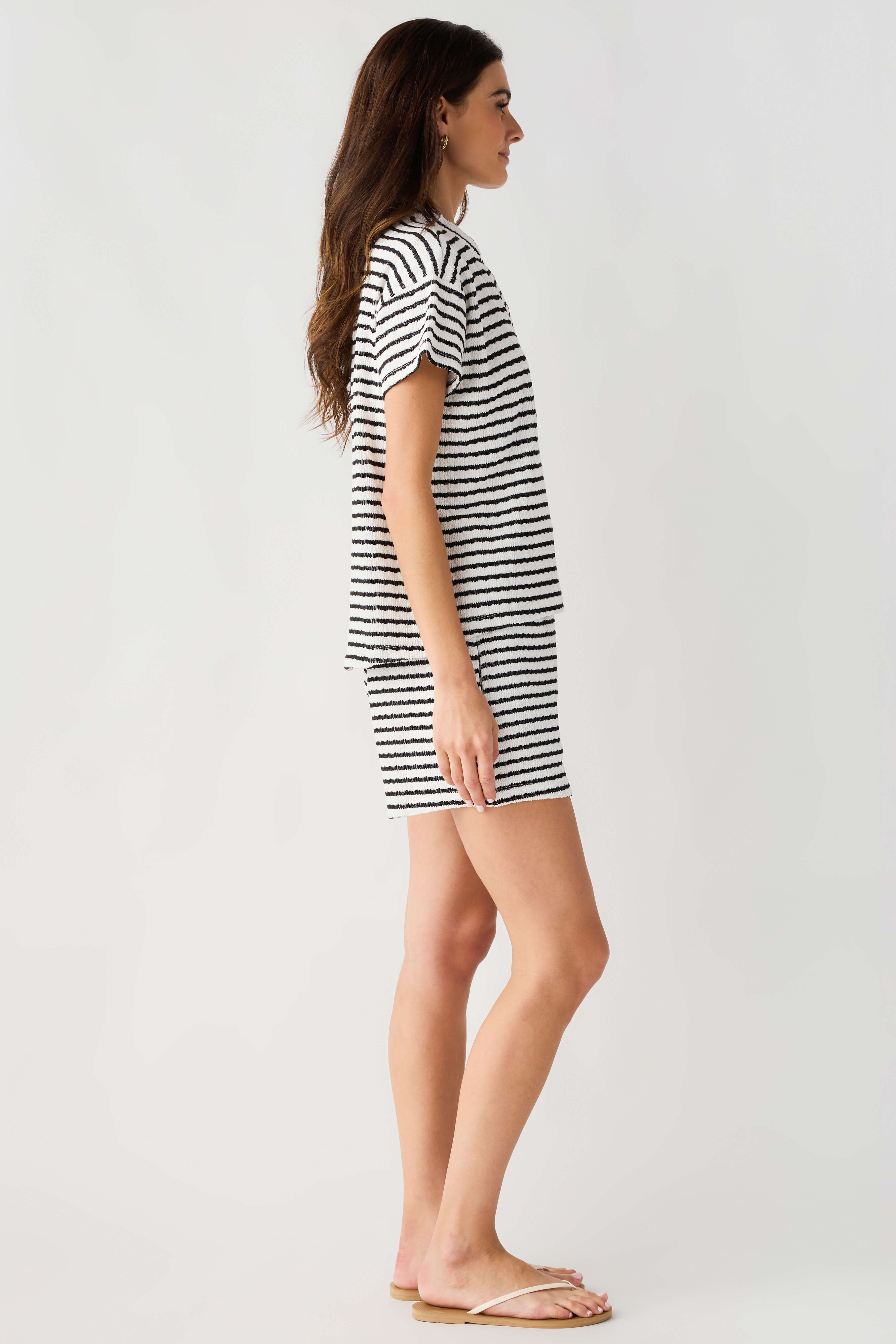 Wishlist Striped Textured Top And Shorts Set