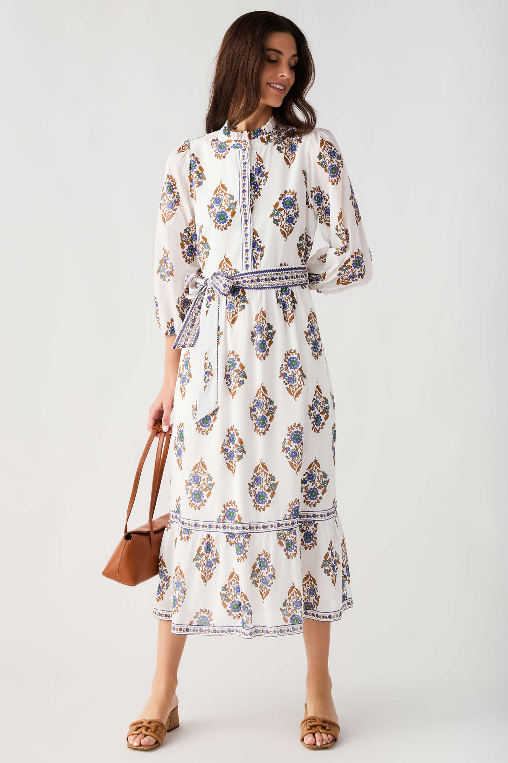 Sugarlips Rennie Floral Darny Long Sleeve Midi Dress