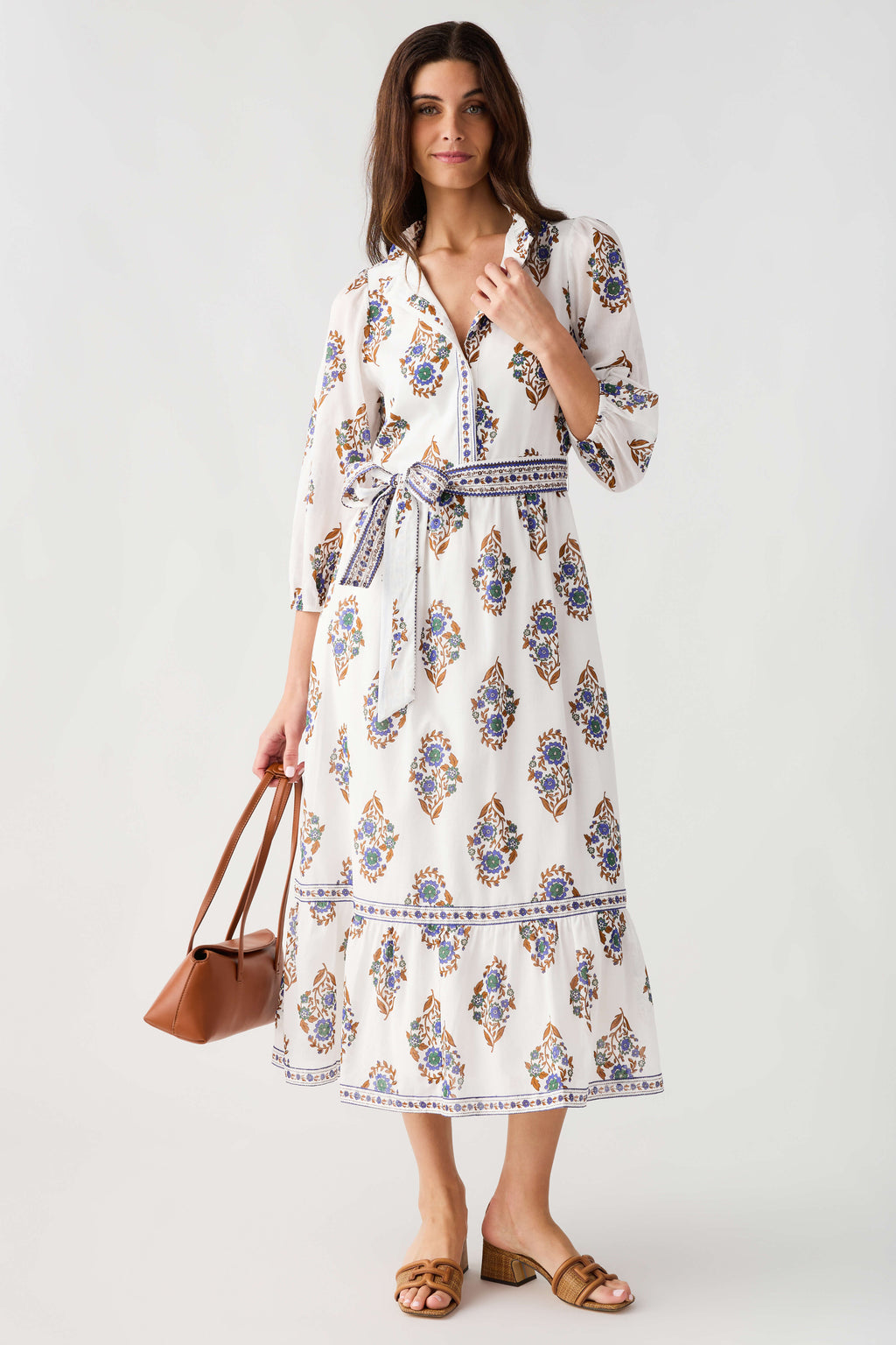 Sugarlips Rennie Floral Darny Long Sleeve Midi Dress