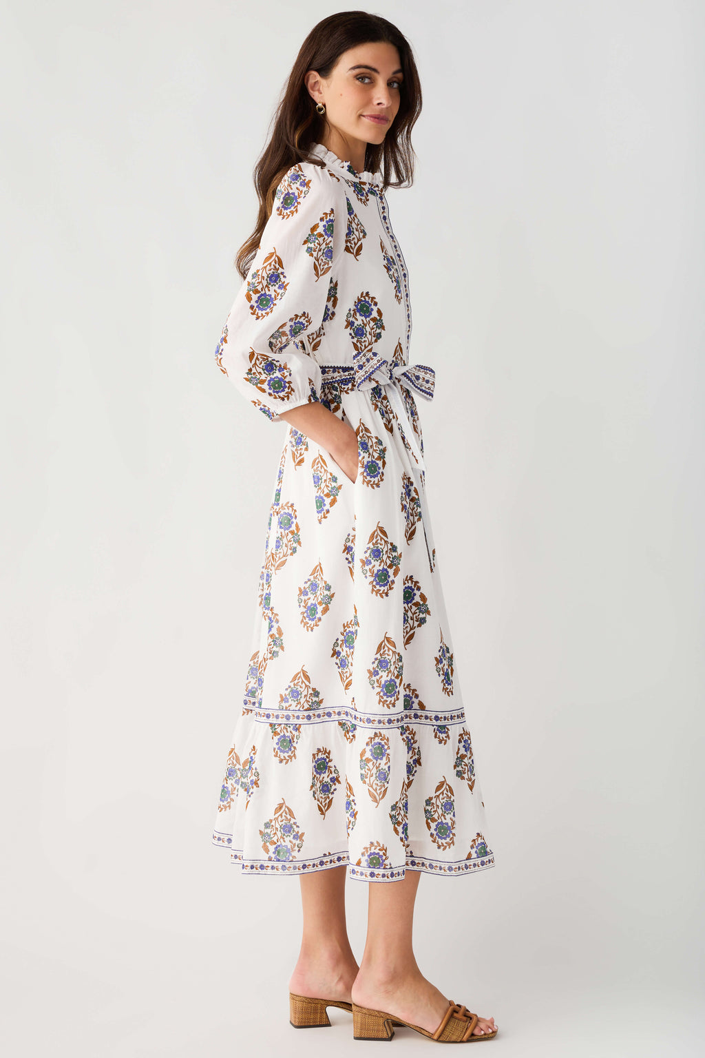 Sugarlips Rennie Floral Darny Long Sleeve Midi Dress