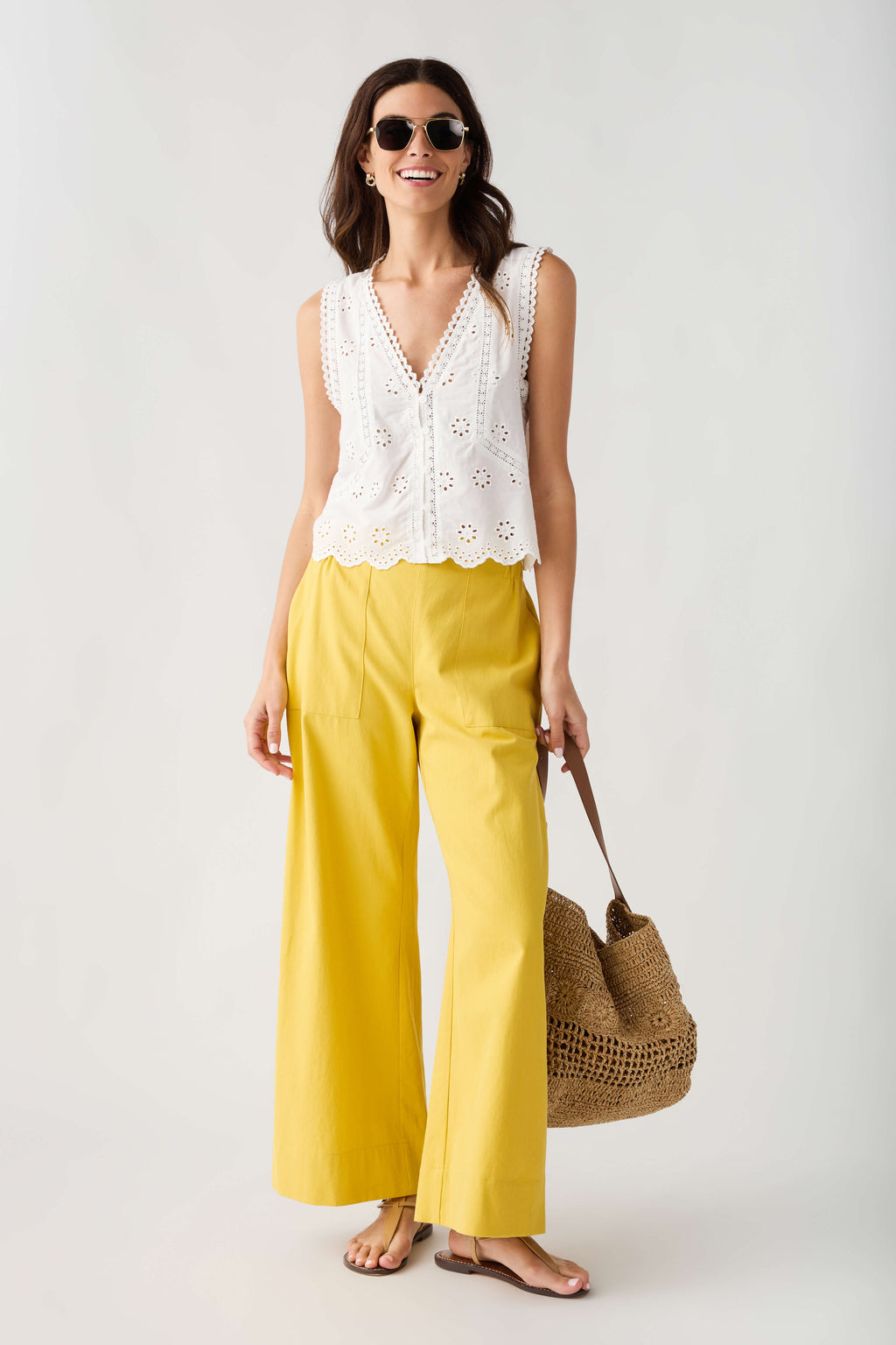 Raisonnel Elastic Waist Wide Leg Pants