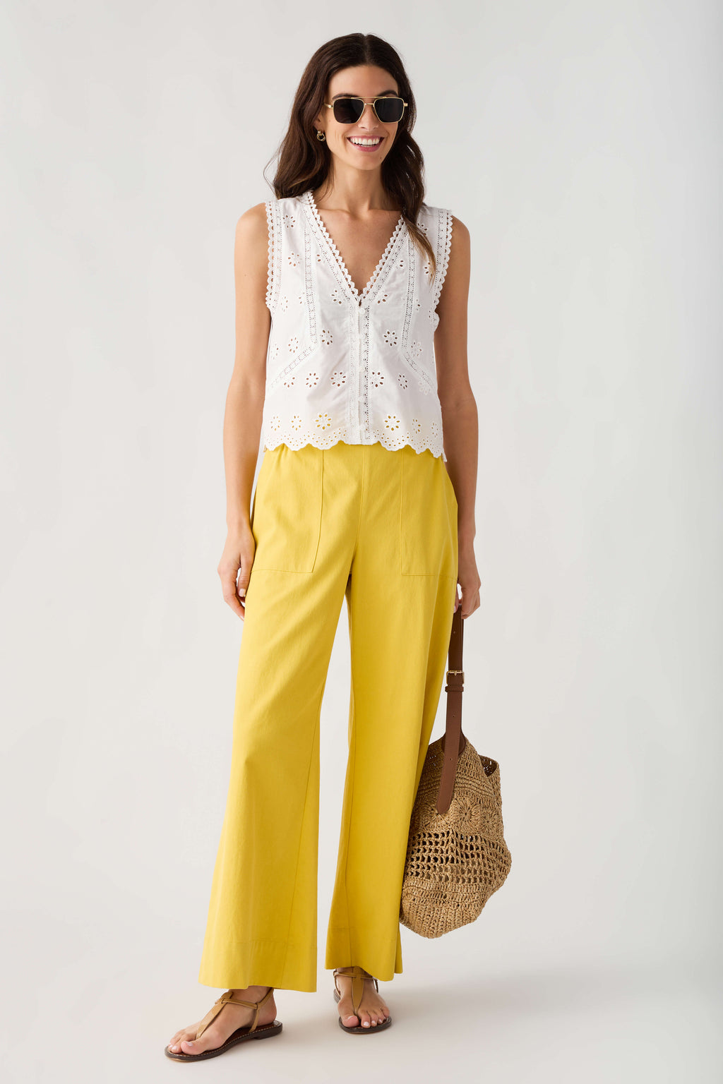 Raisonnel Elastic Waist Wide Leg Pants