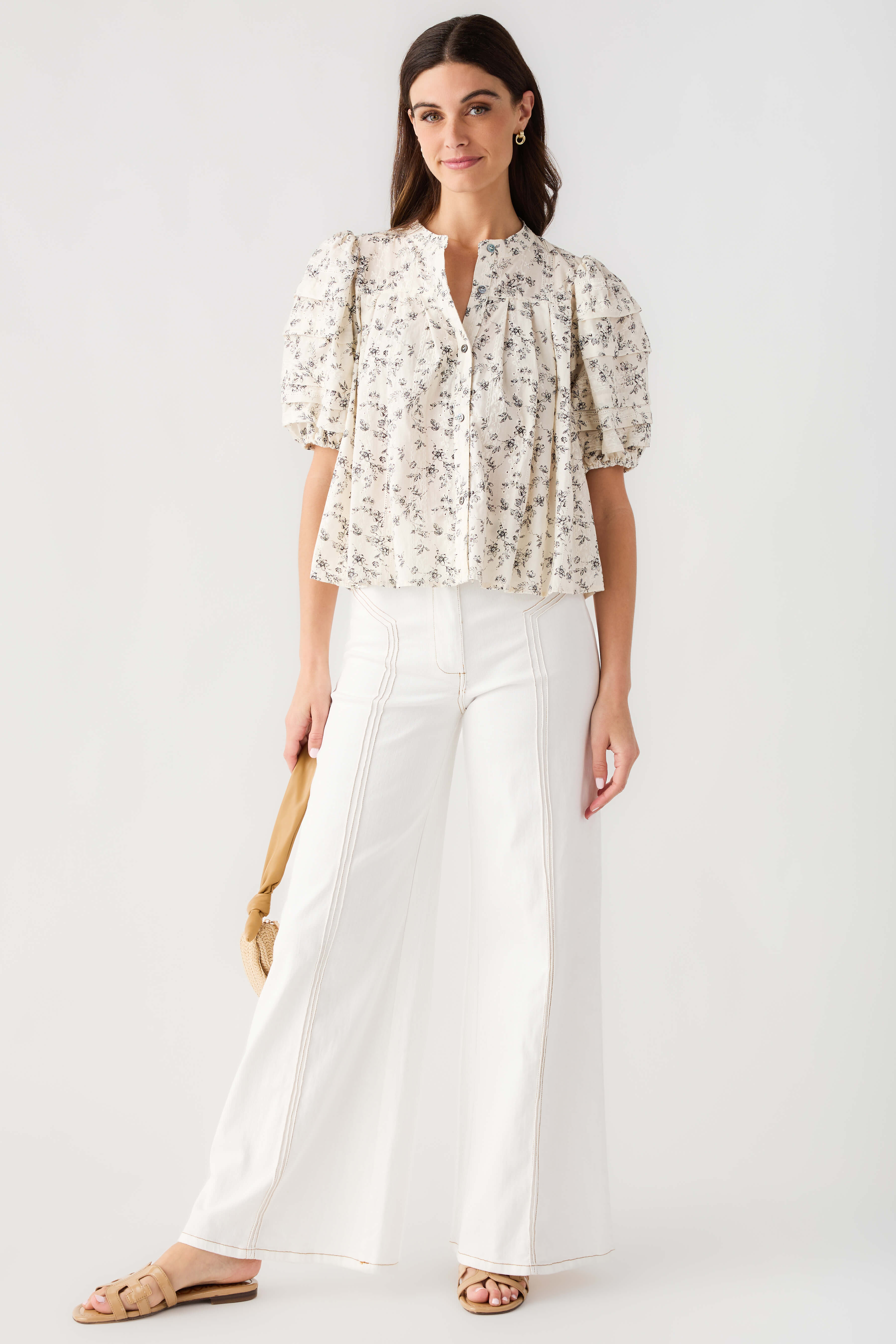 Olivaceous Puff Sleeve Top