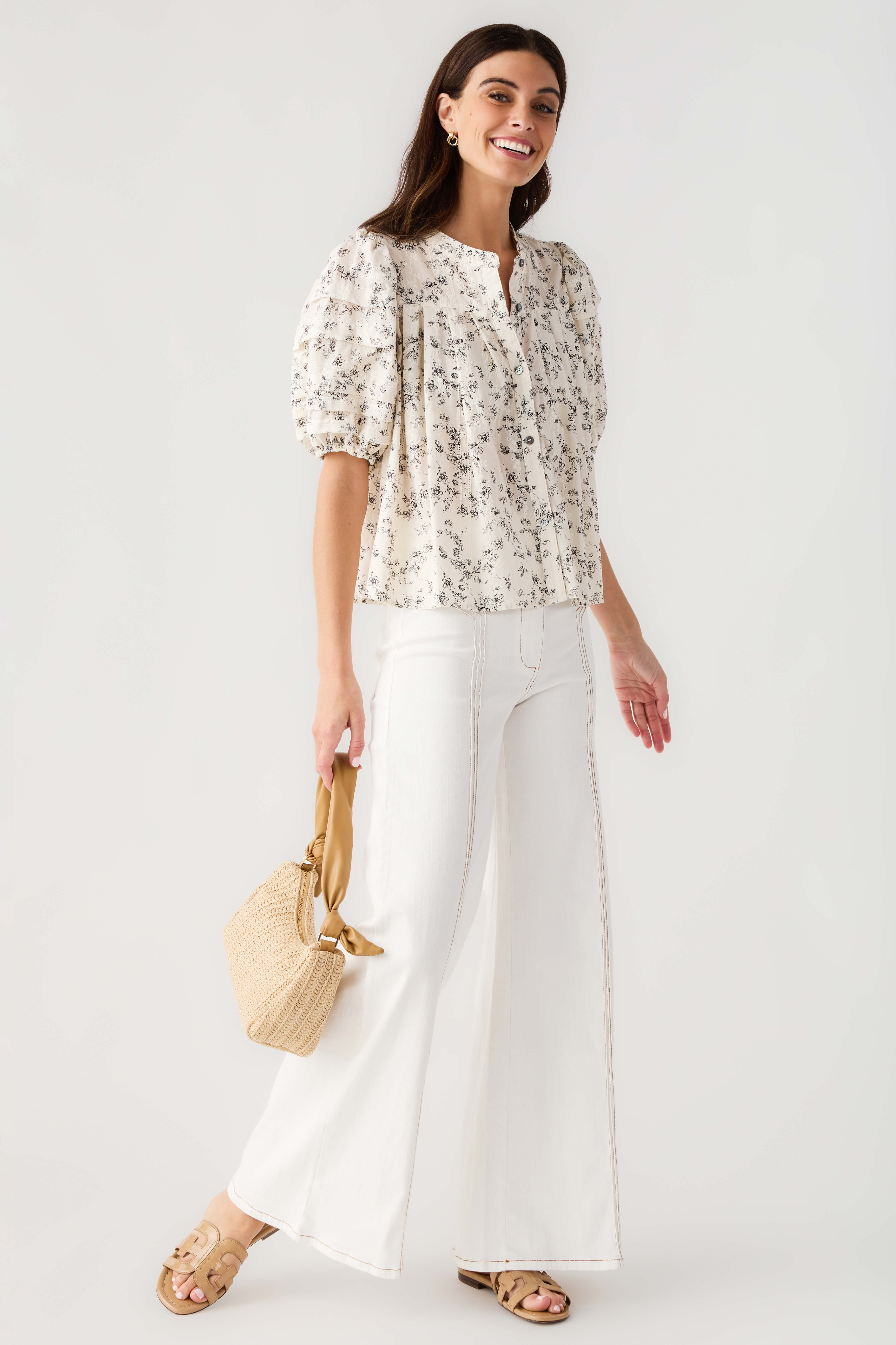 Olivaceous Puff Sleeve Top