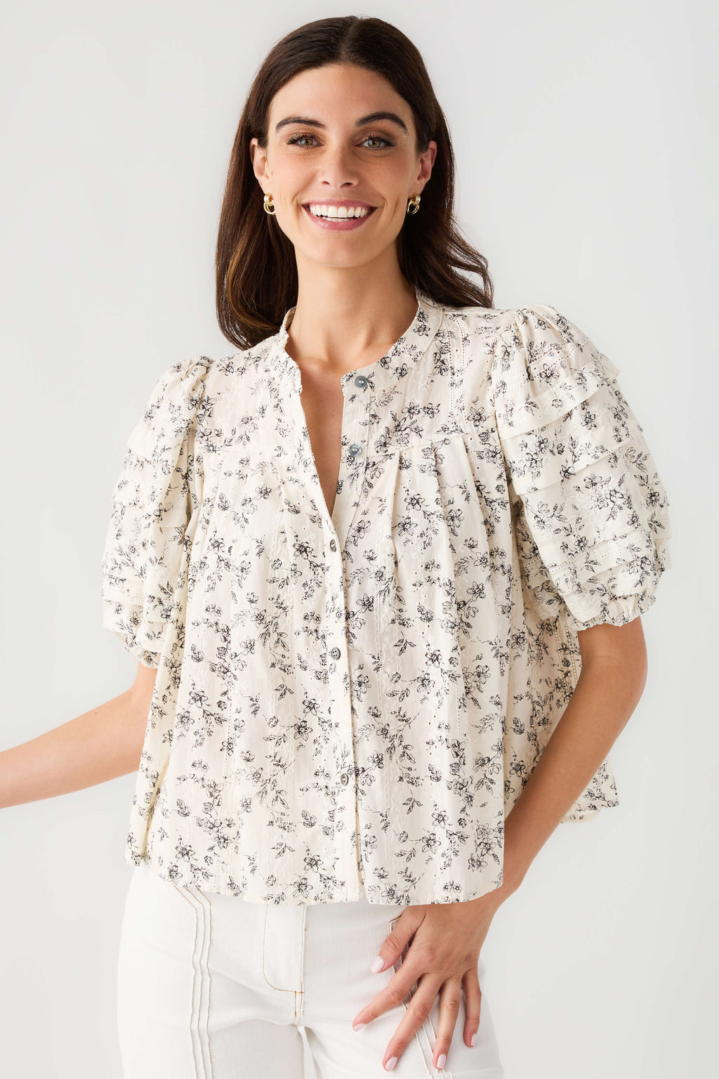 Olivaceous Puff Sleeve Top