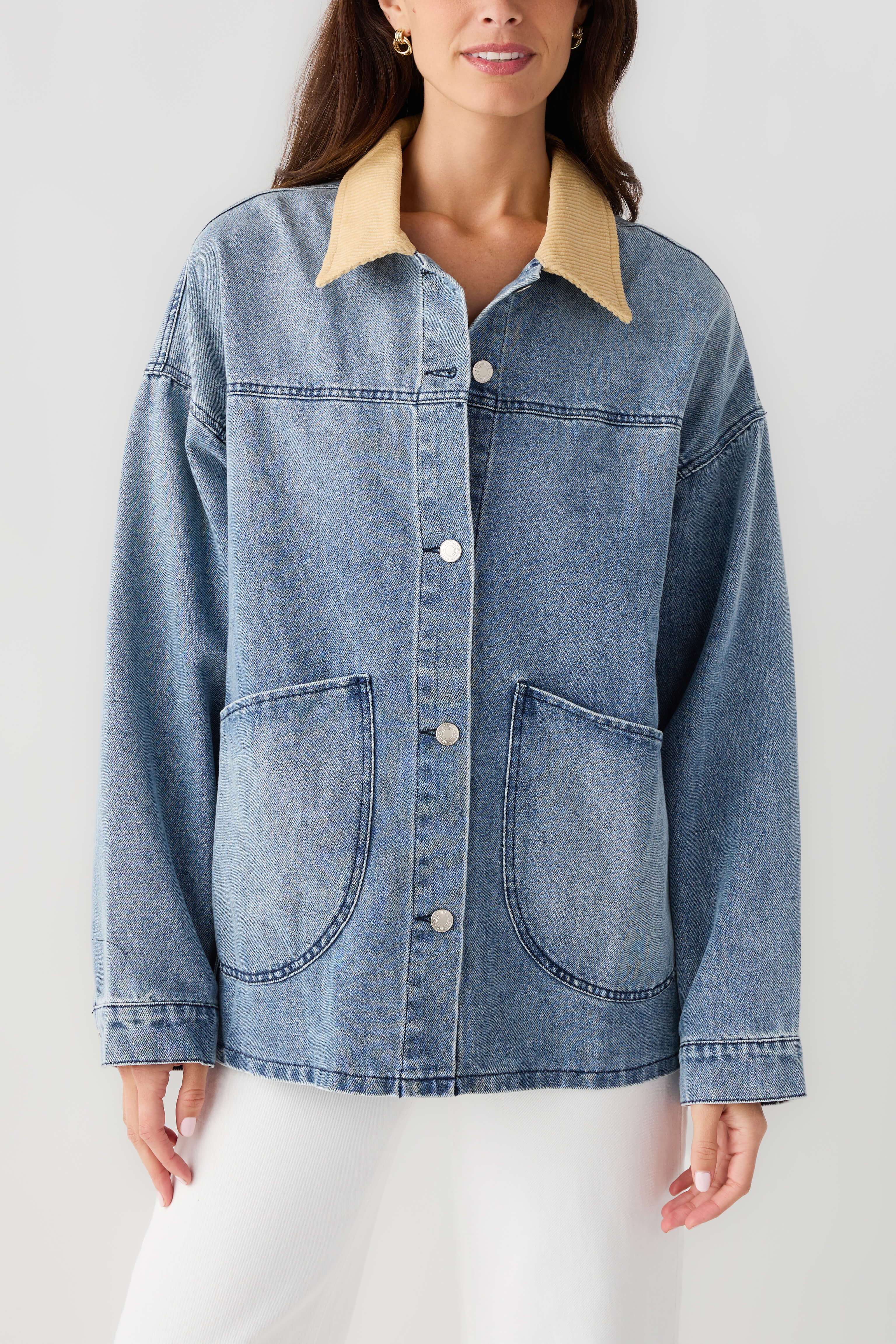 Olivaceous Corduroy Collar Denim Jacket – Social Threads