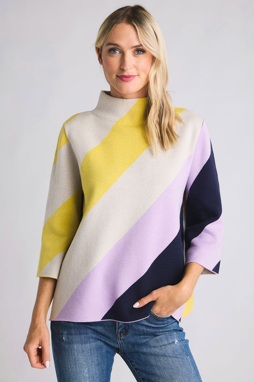 Fate Diagonal Stripe Bell Sleeve Sweater