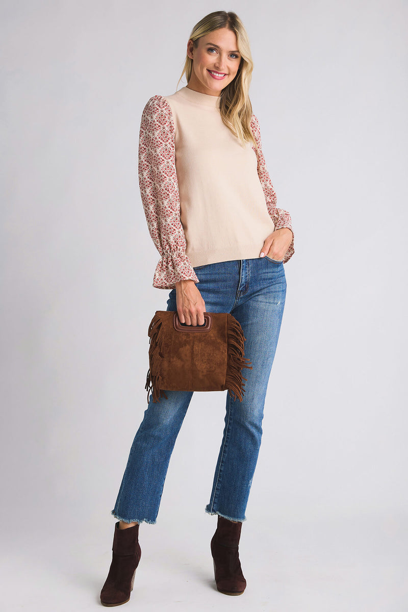 THML Medallion Print Sleeve Top