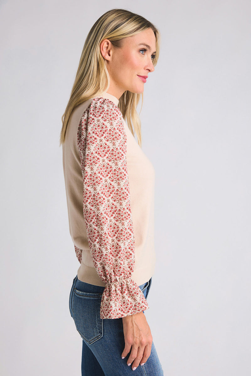 THML Medallion Print Sleeve Top