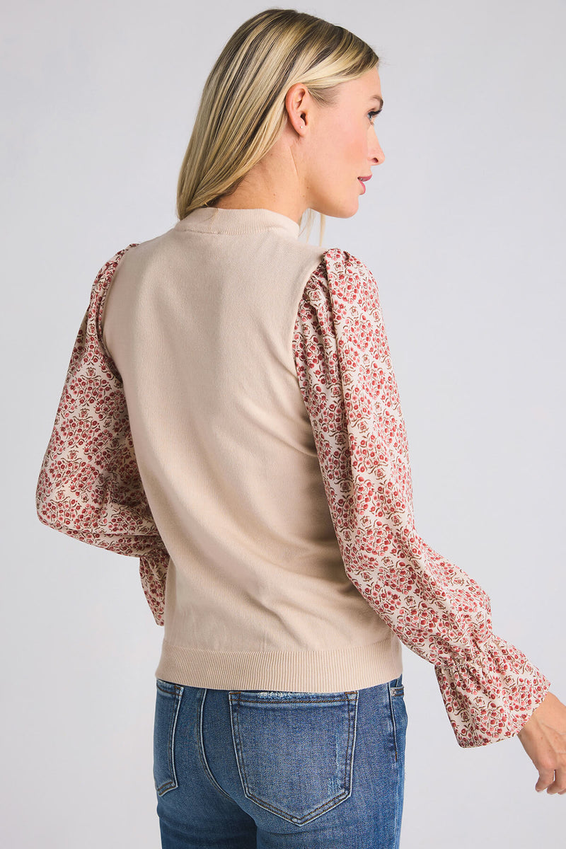 THML Medallion Print Sleeve Top