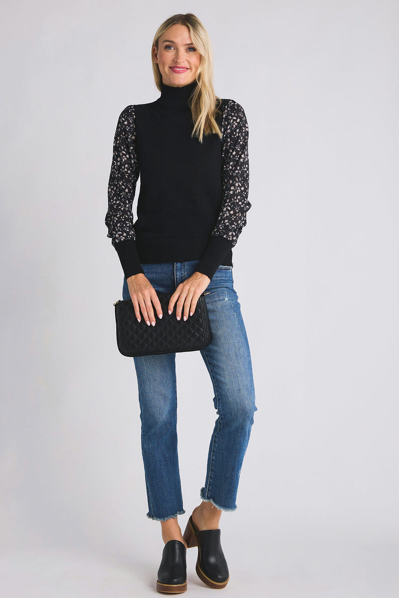 THML Printed Sleeve Sweater Top