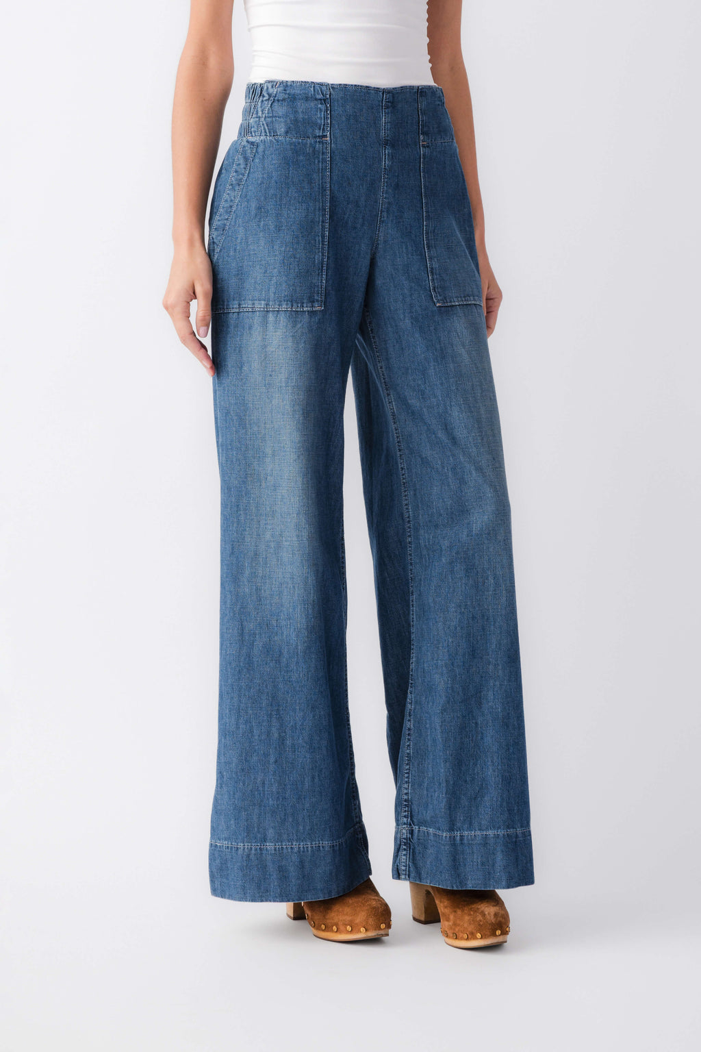 Free People Breezy Denim Pull On Pants