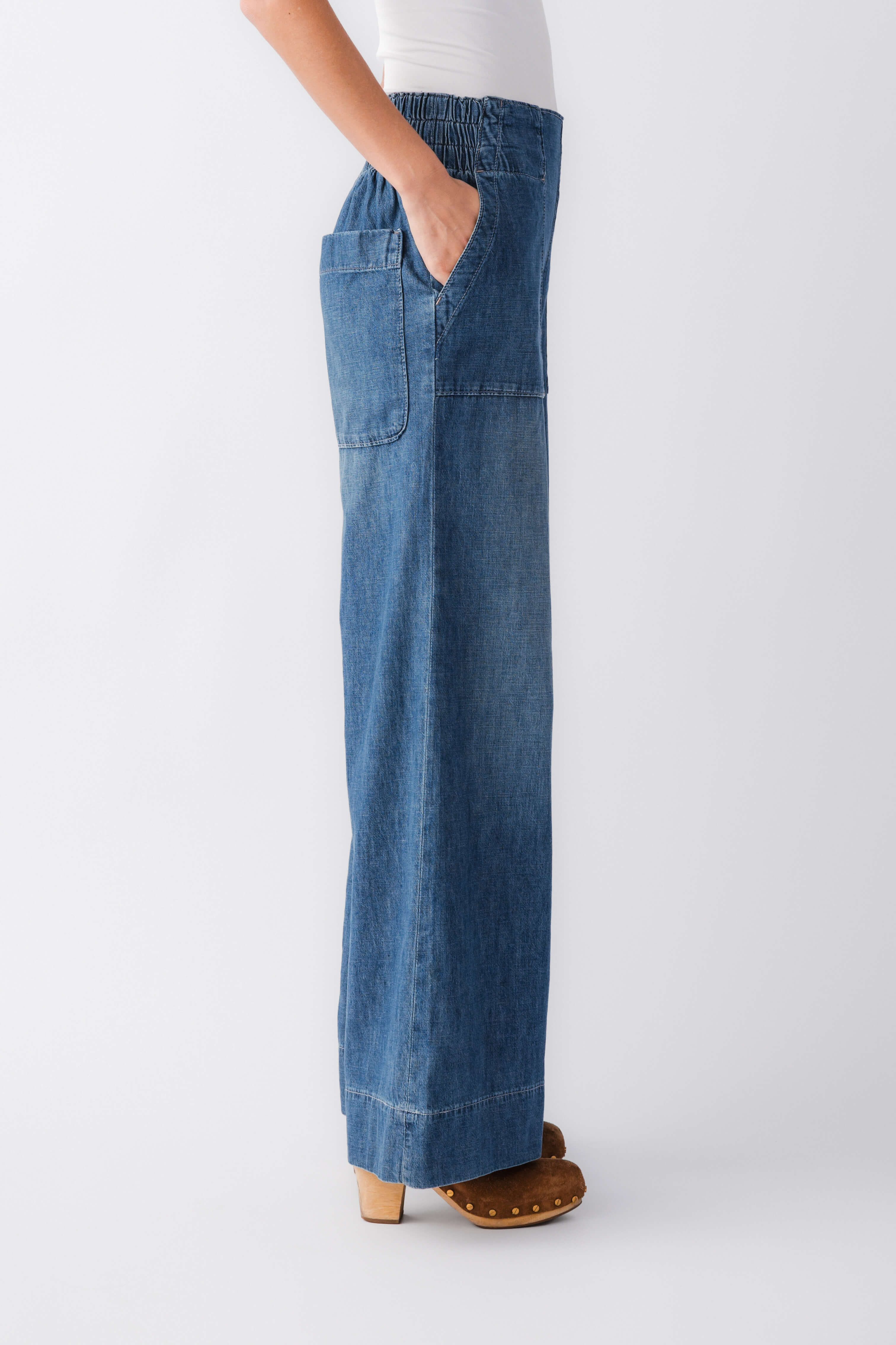 Free People Breezy Denim Pull On Pants