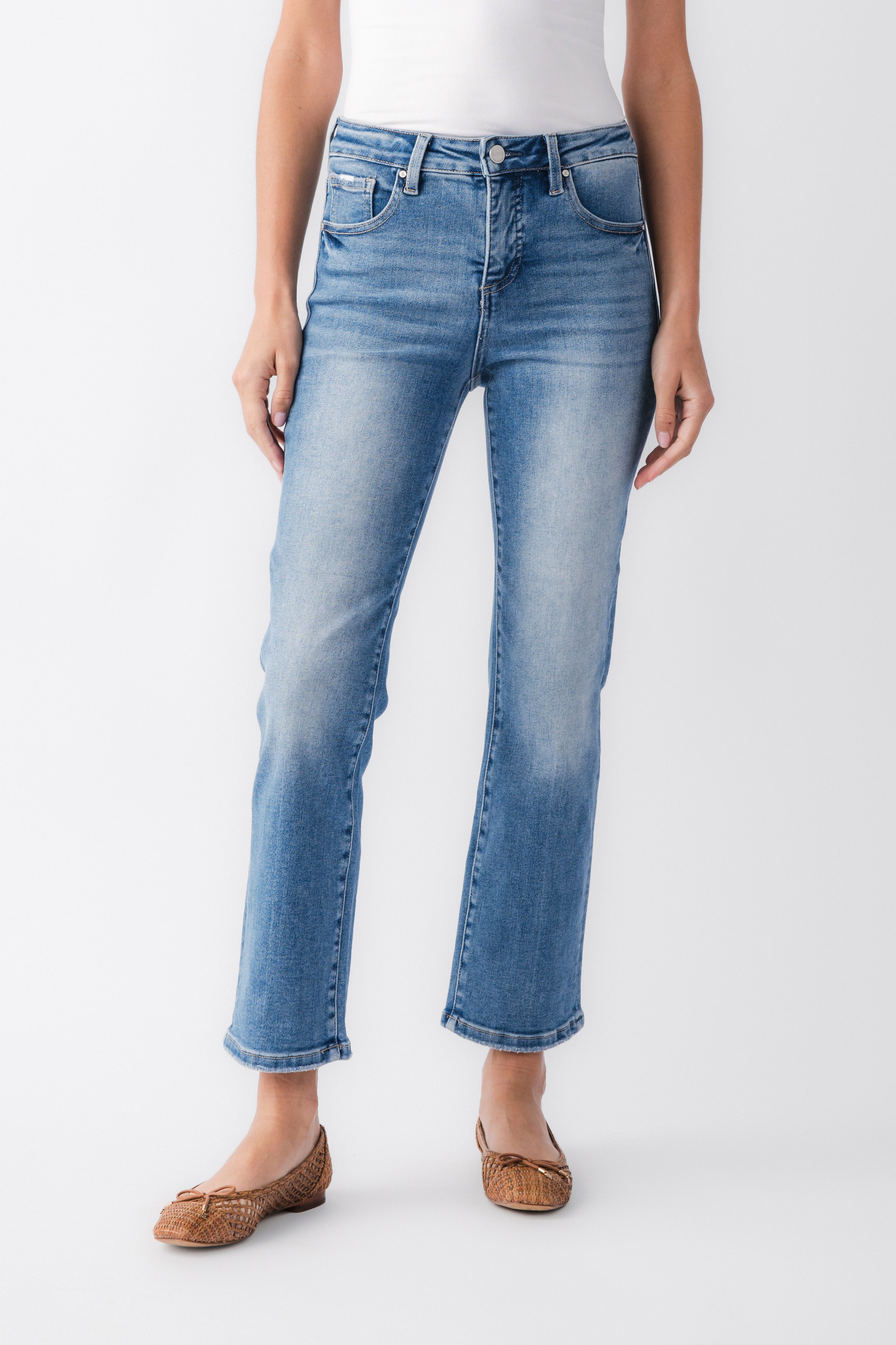 Risen Trish High Rise Straight Crop Jeans