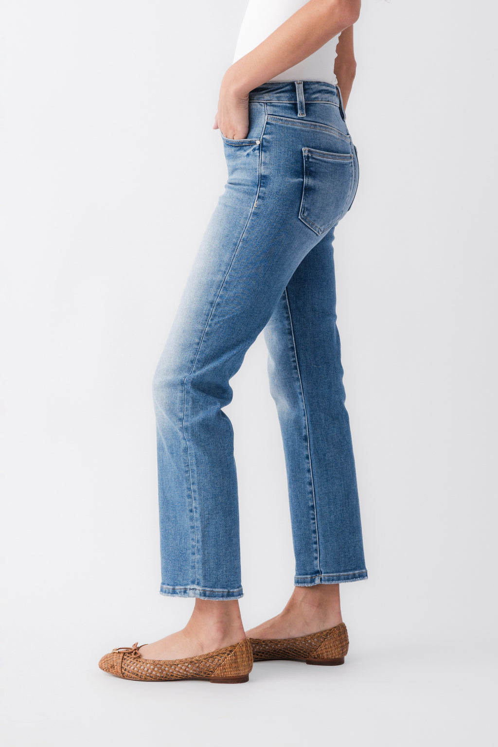 Risen Trish High Rise Straight Crop Jeans