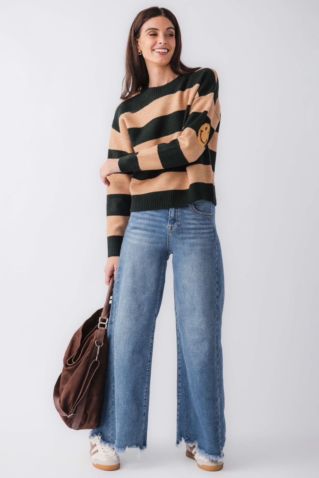 By Together Striped Smiley Face Sweater
