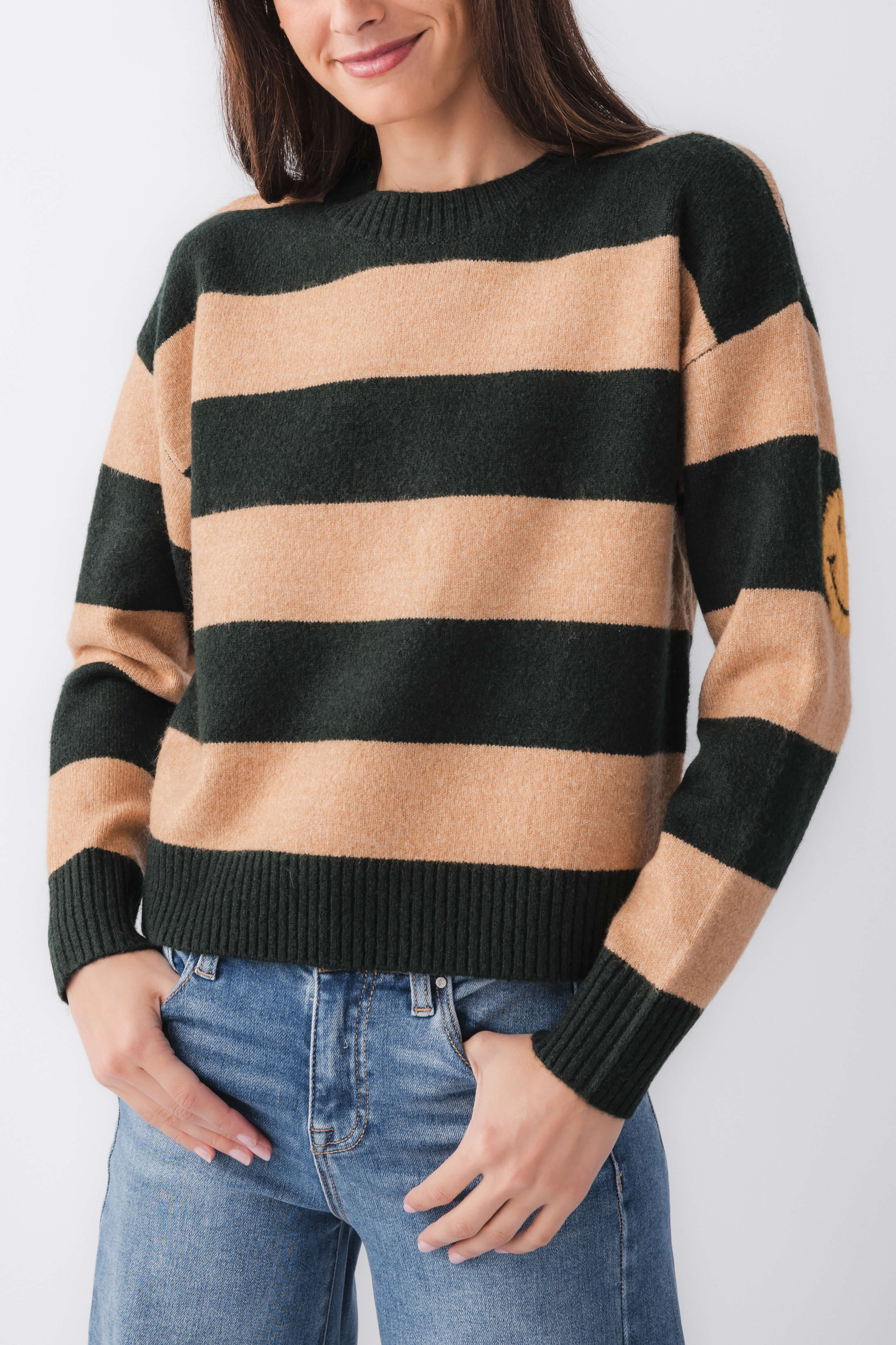 By Together Striped Smiley Face Sweater