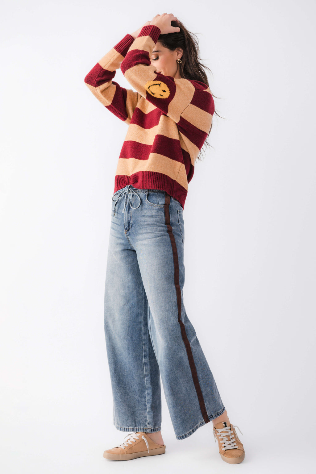 By Together Striped Smiley Face Sweater