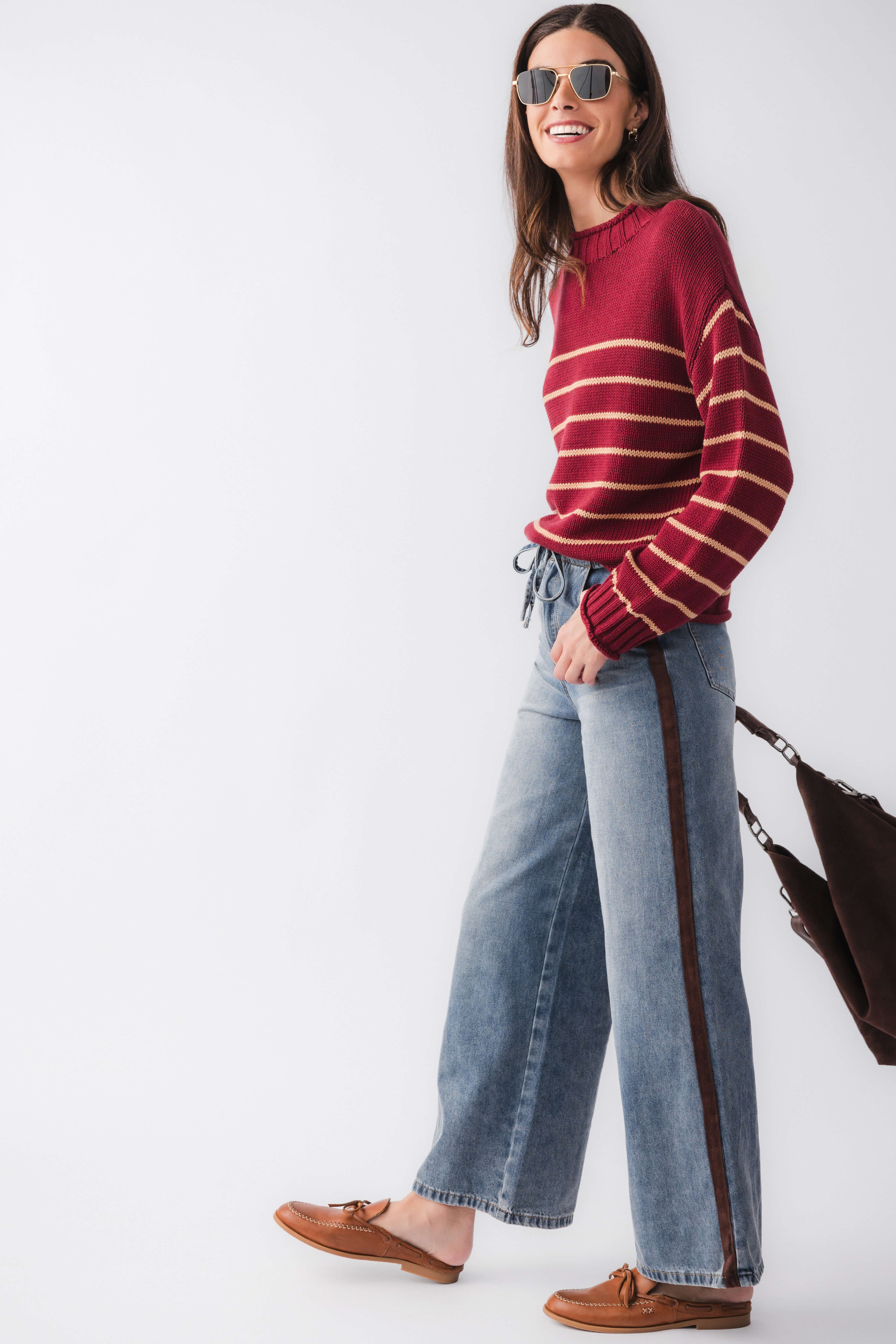 By Together Knit Stripe Mockneck Sweater
