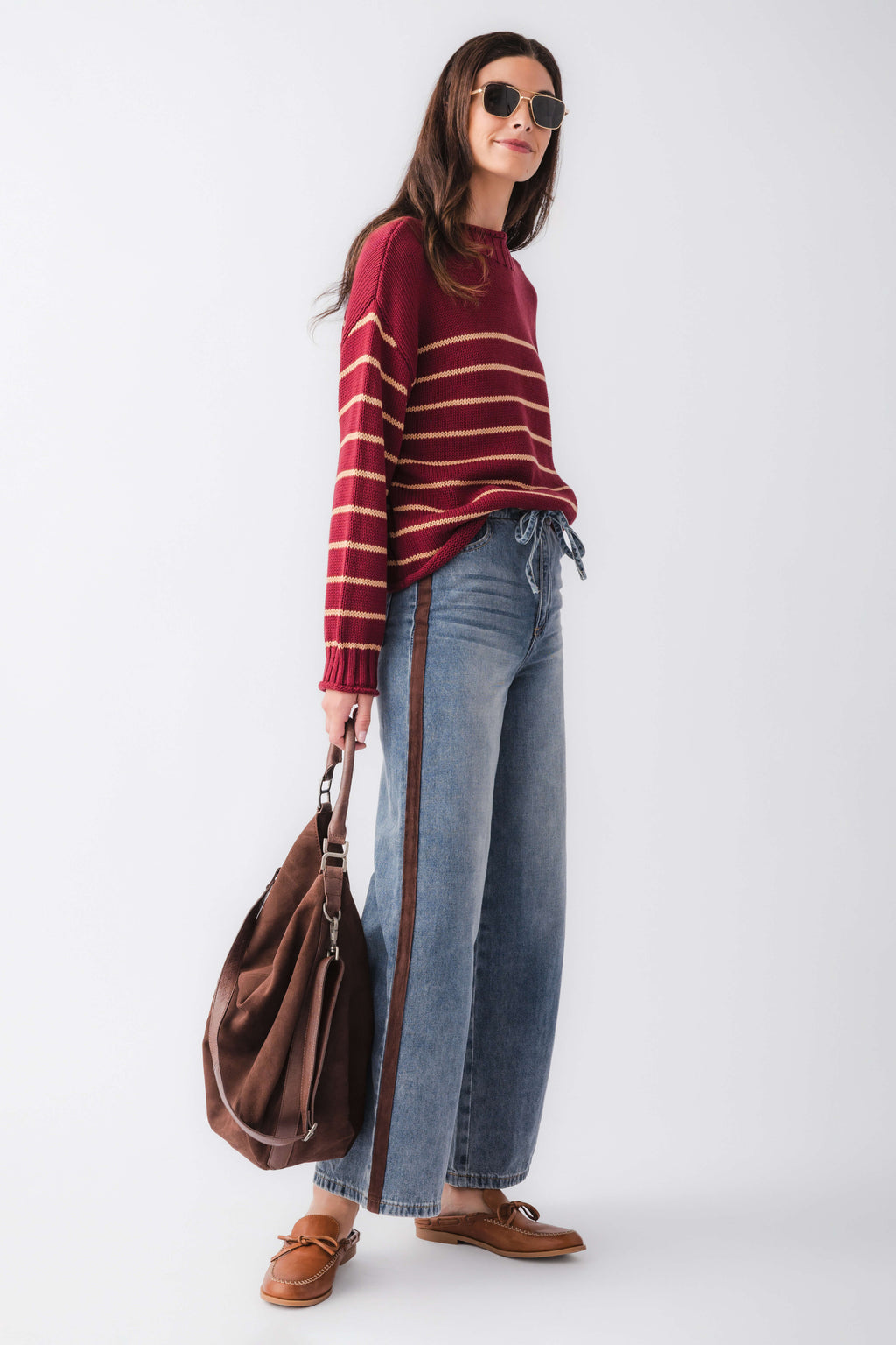 By Together Knit Stripe Mockneck Sweater