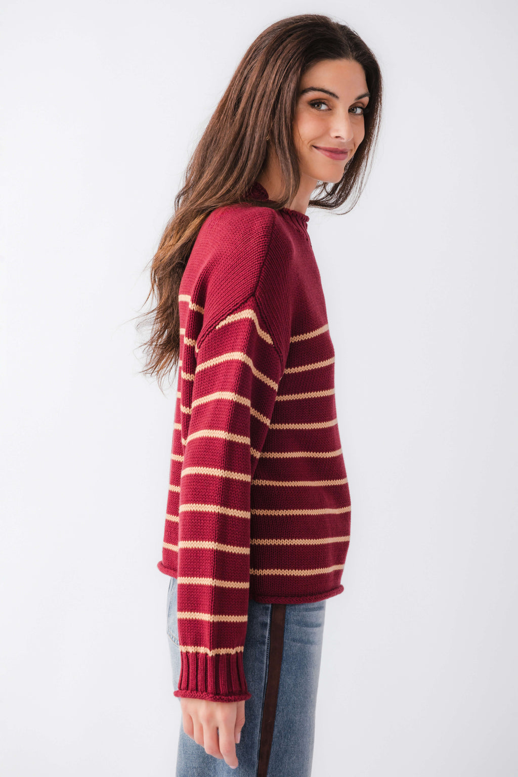 By Together Knit Stripe Mockneck Sweater