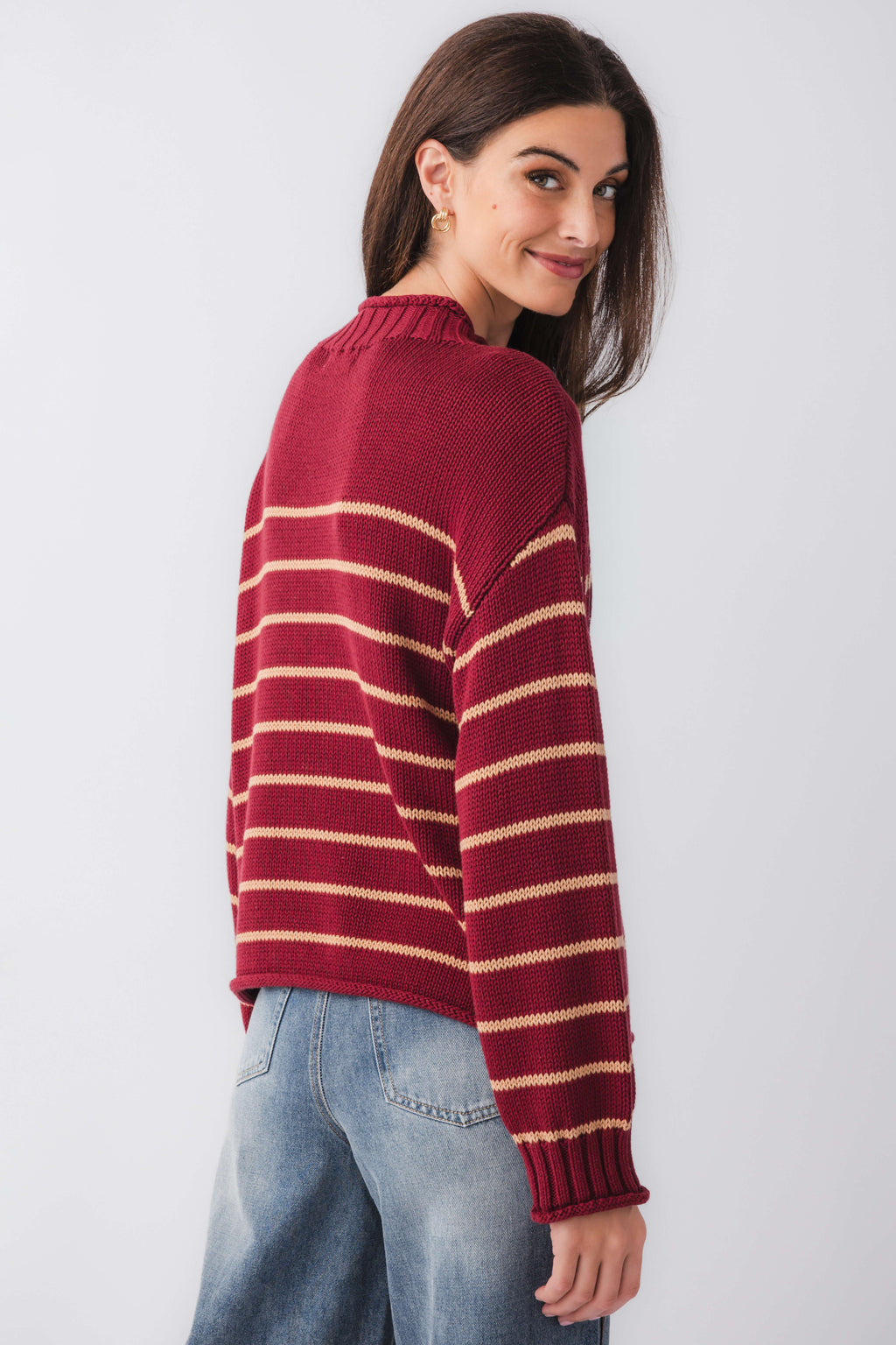 By Together Knit Stripe Mockneck Sweater