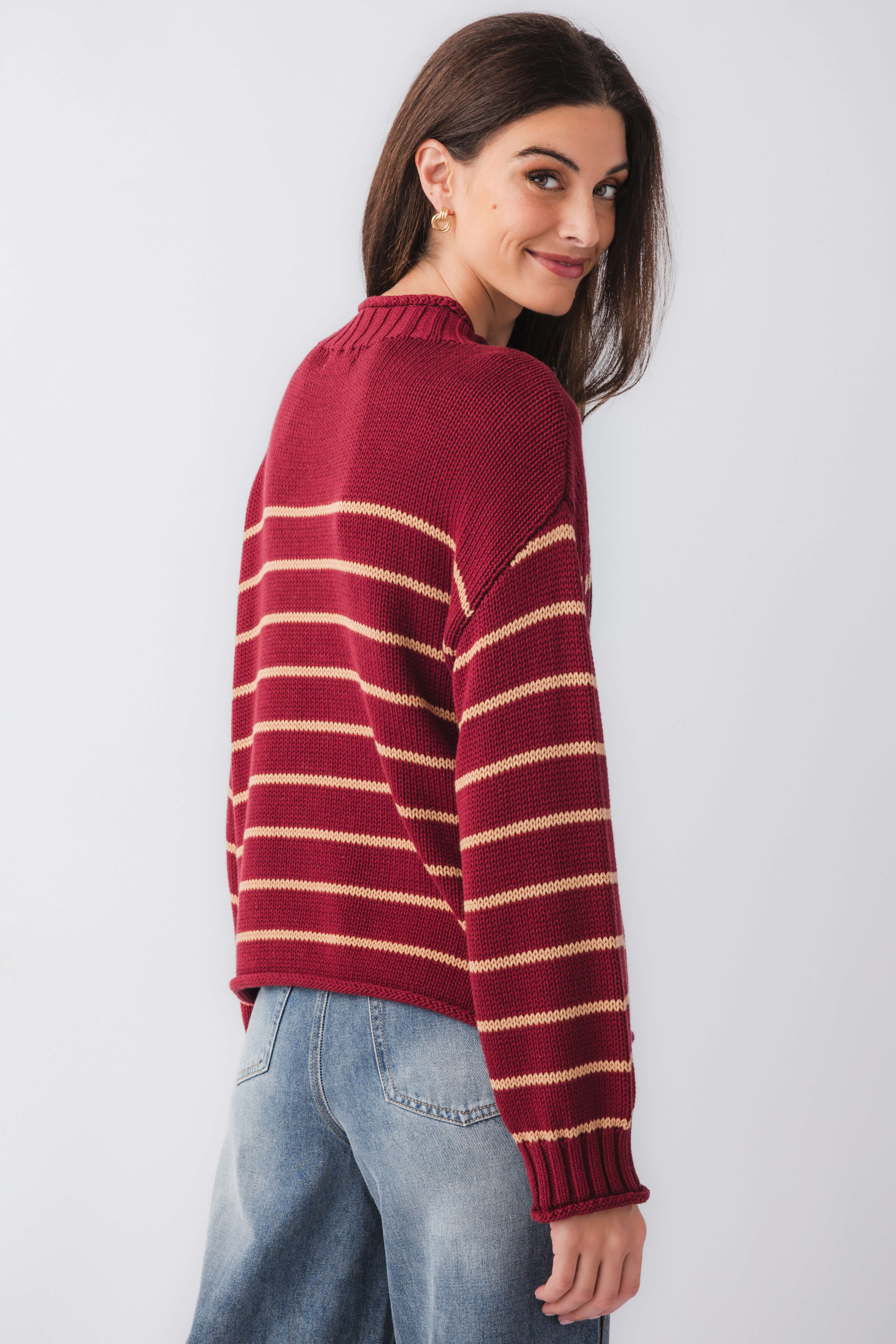 By Together Knit Stripe Mockneck Sweater