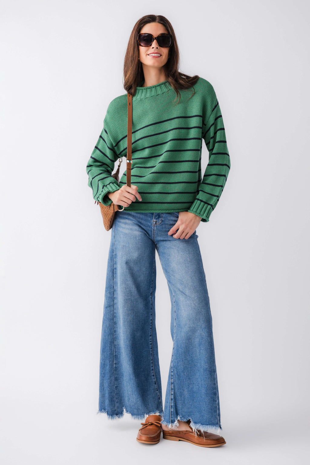 By Together Knit Stripe Mockneck Sweater