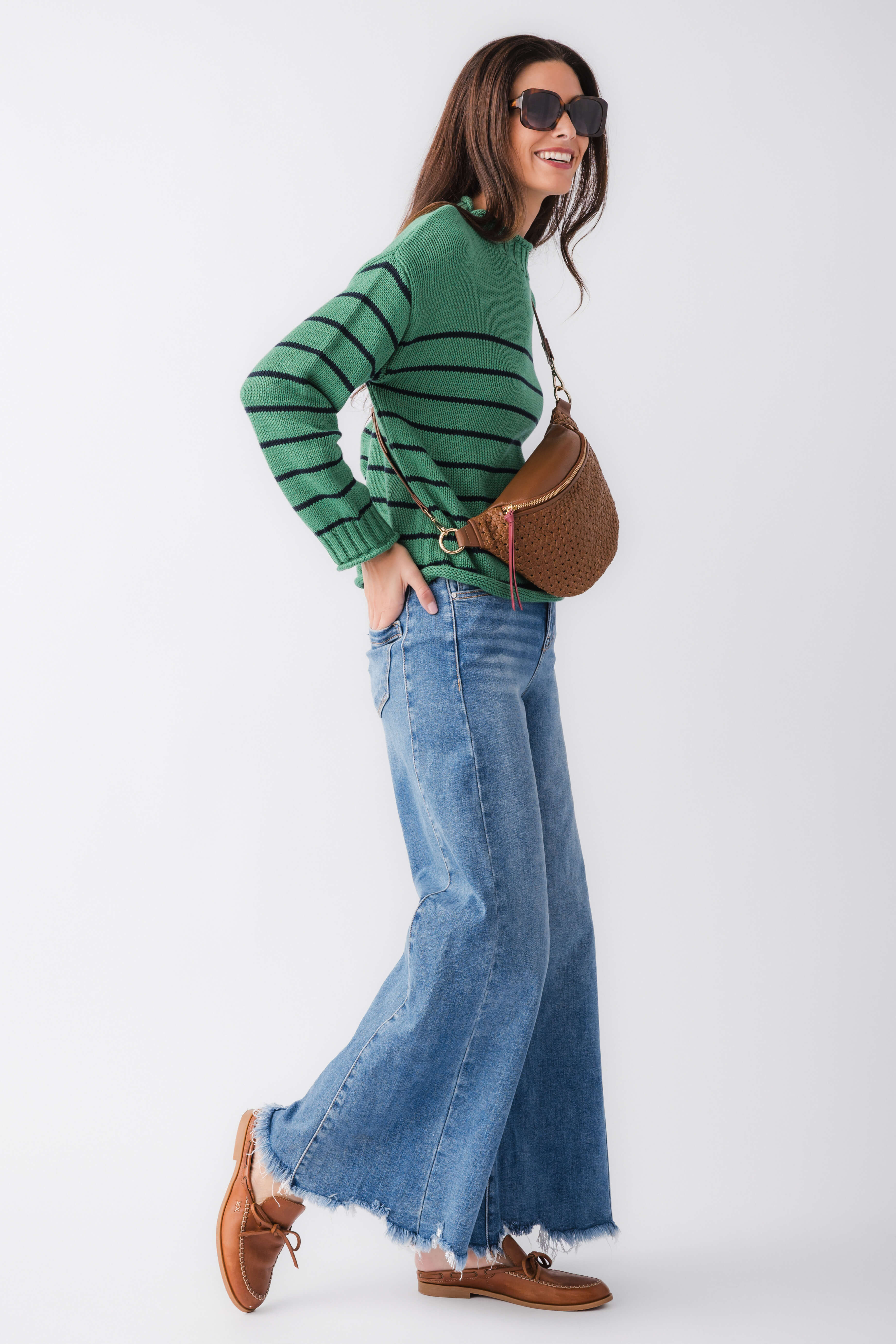 By Together Knit Stripe Mockneck Sweater