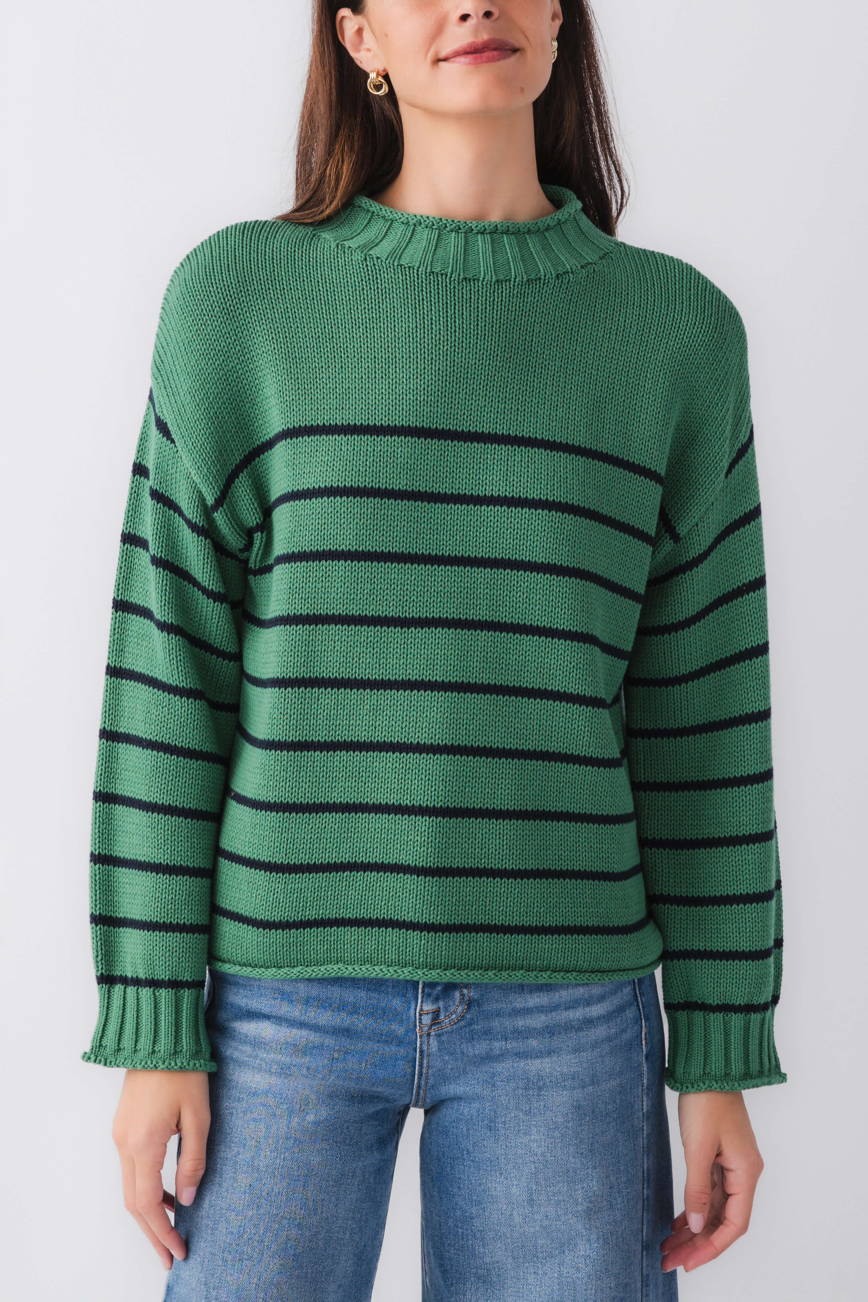 By Together Knit Stripe Mockneck Sweater