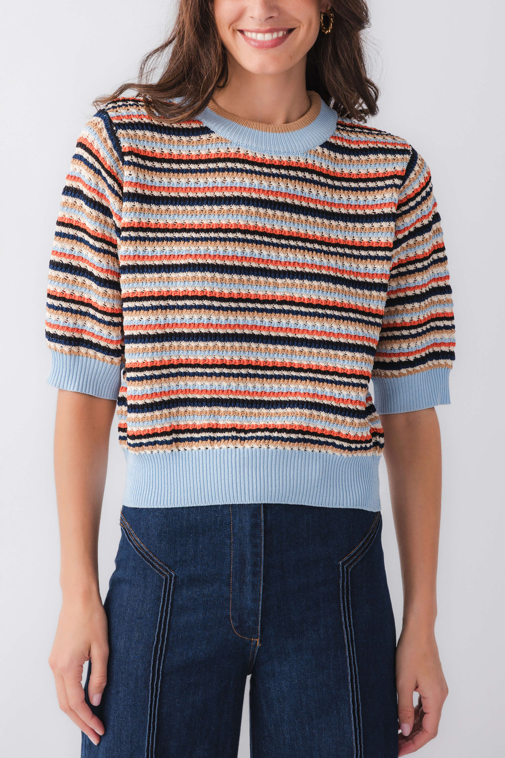 THML Striped Crochet Top