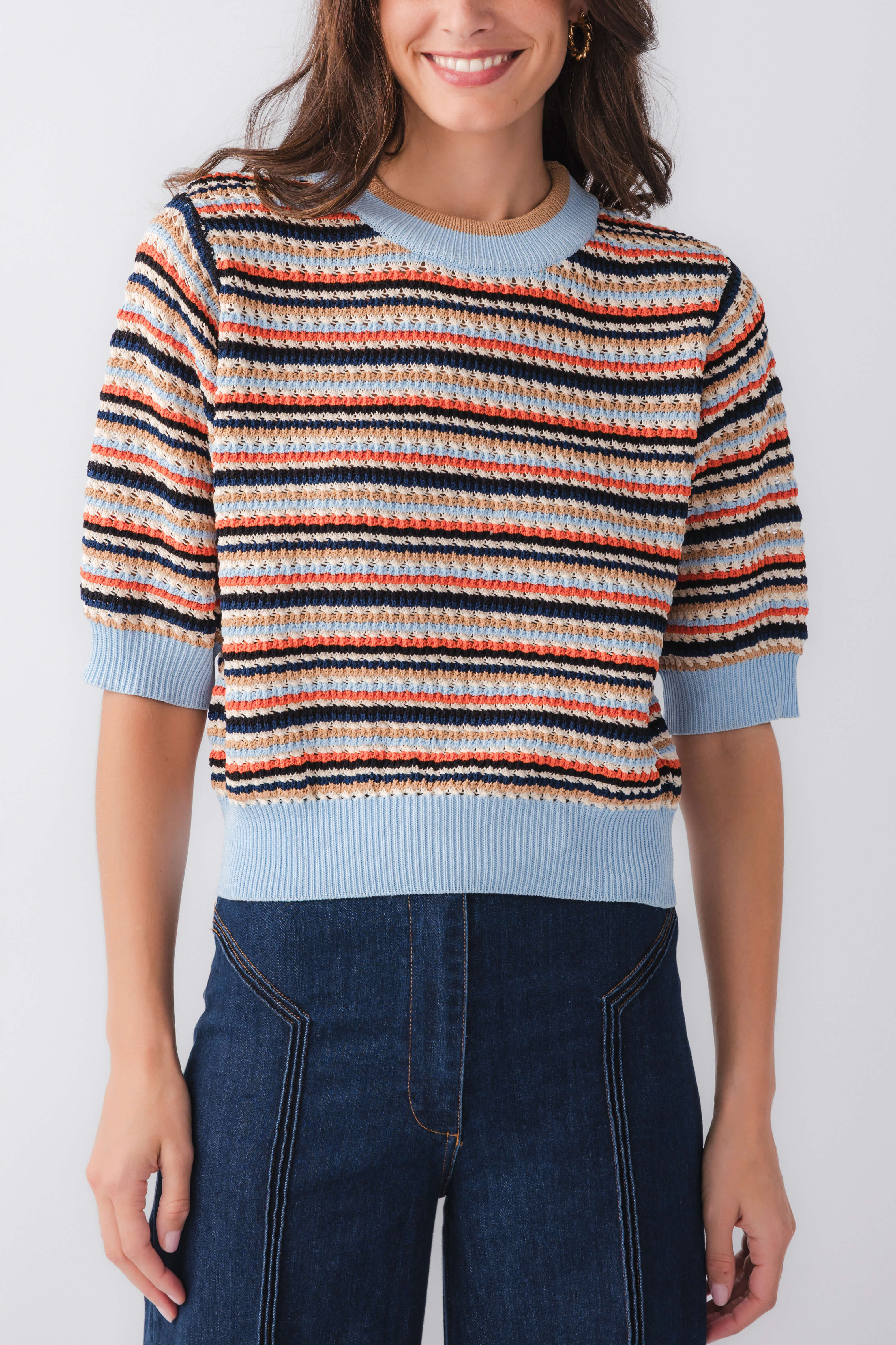 THML Striped Crochet Top