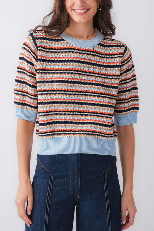 THML Striped Crochet Top